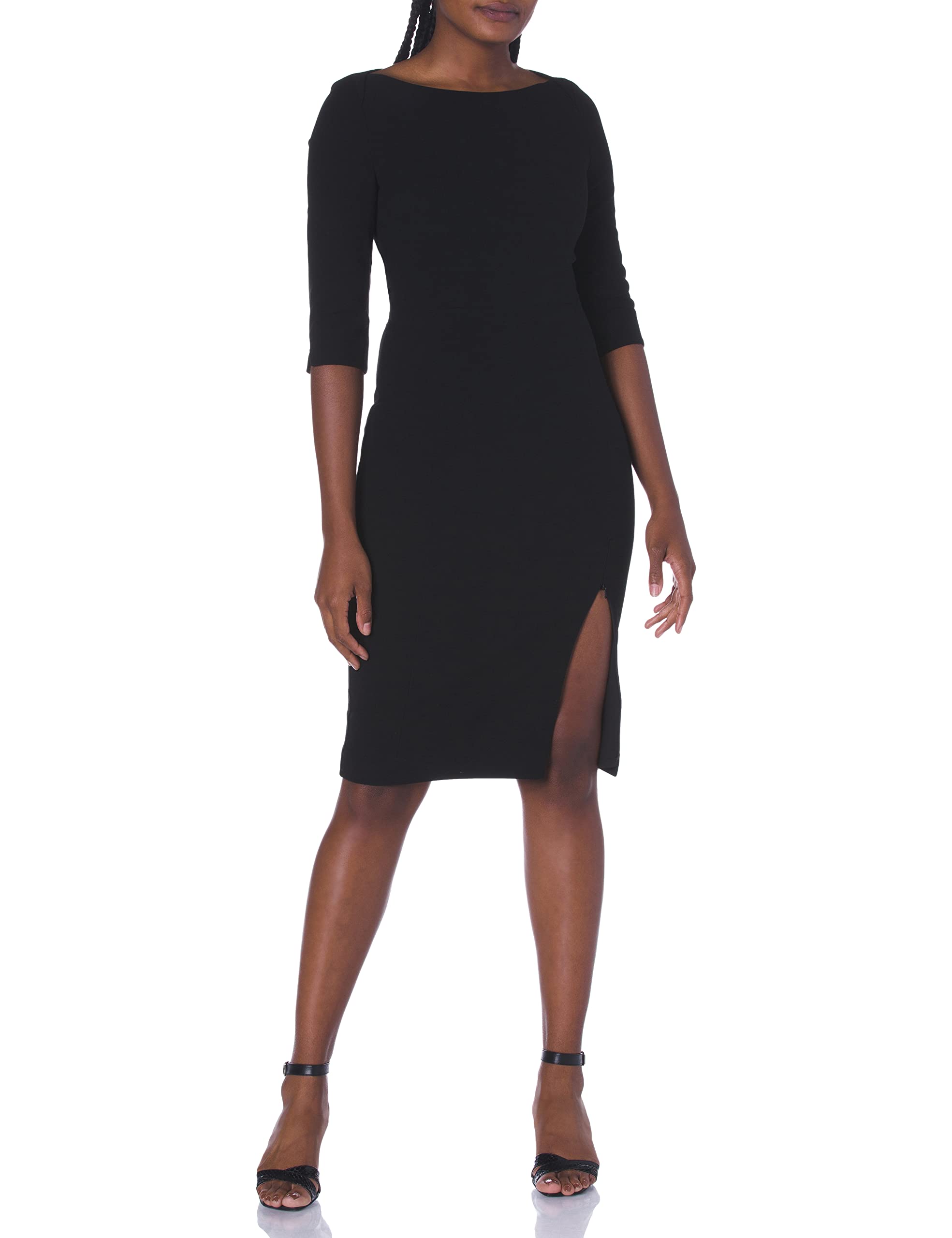 Black Halo Women's 3/4 Sleeve Marisa Sheath Dress with Side Slit - Elegant Office Work Dress for Business Women & Formal Occasions