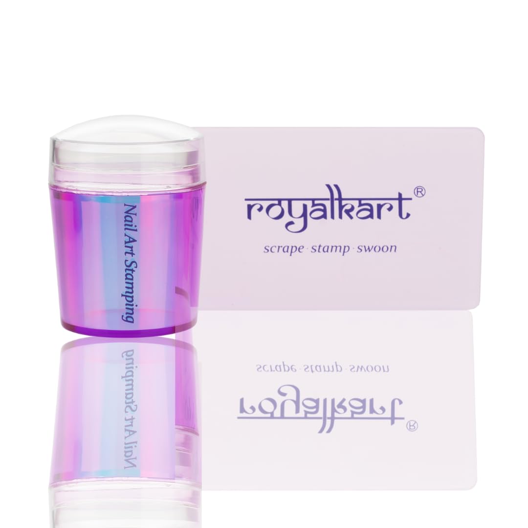 RoyalKart Nail Art Stamper Kit - French Manicure Stampers, Scrapers & Replacement Heads for DIY Nail Designs | Perfect for Home Salon, Professional Nail Art & Gift Giving