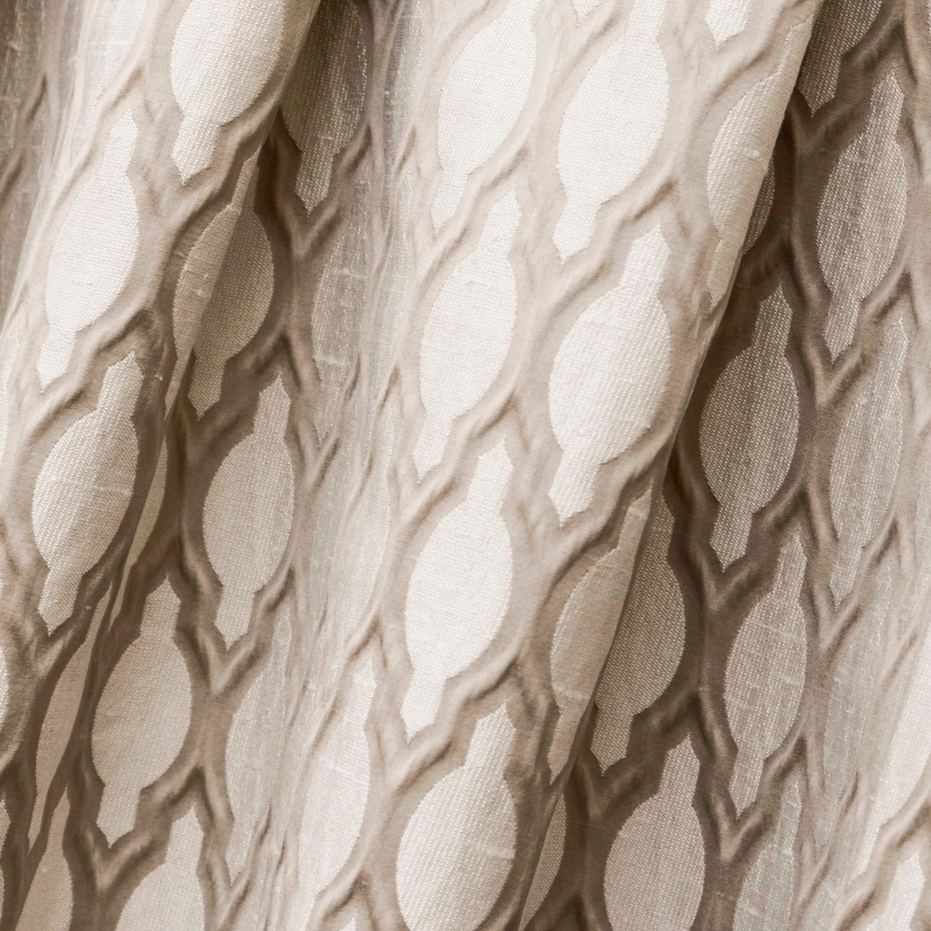 Beige Ogee Geometric Jacquard Weave Curtain Panels - Elegant Window Treatments for Living Room, Bedroom & Dining Room Decor