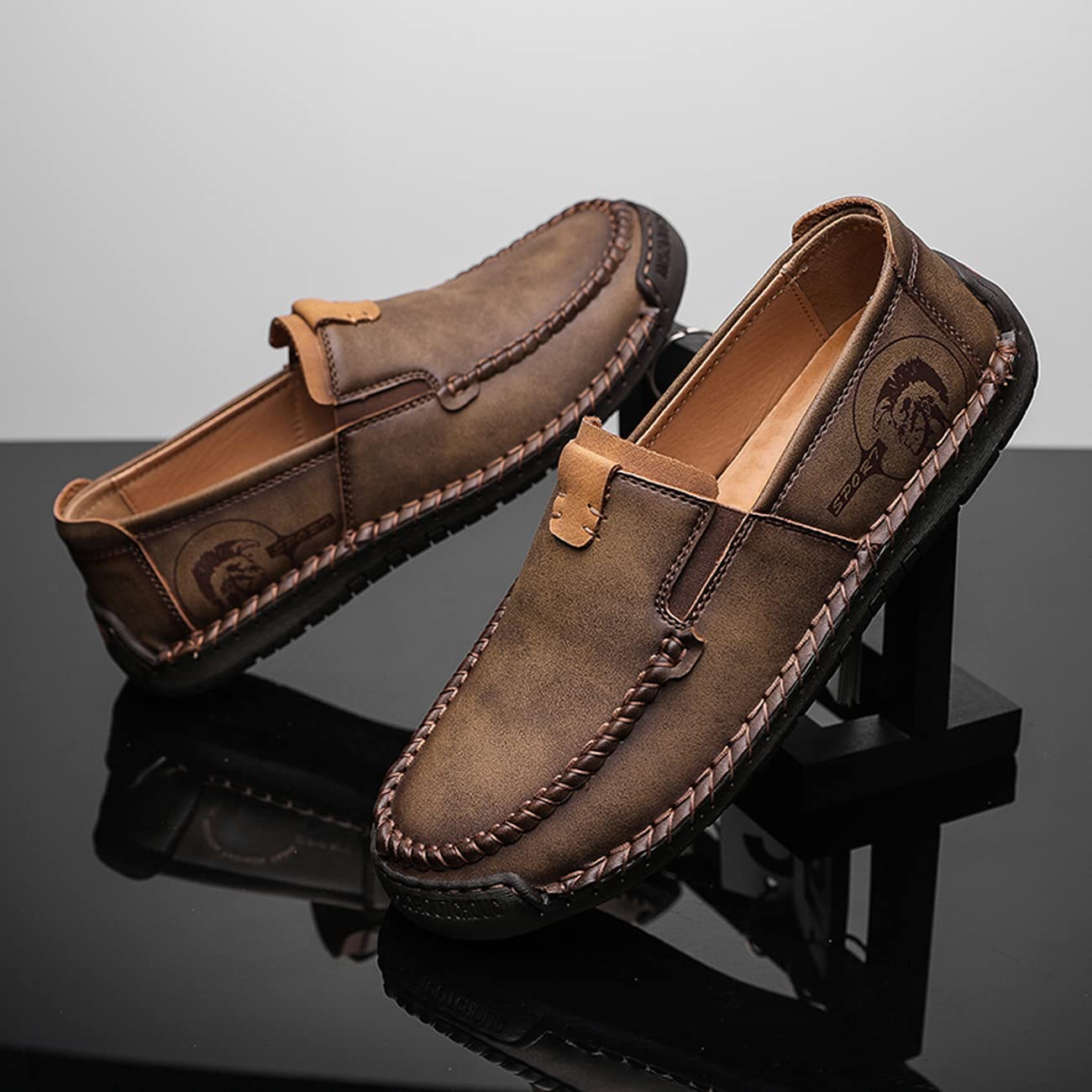 Men's Classic Leather Loafers - Comfortable Soft Stitching Moccasin Shoes for Business & Casual Wear | Breathable & Lightweight for Walking, Office, Travel & Daily Use