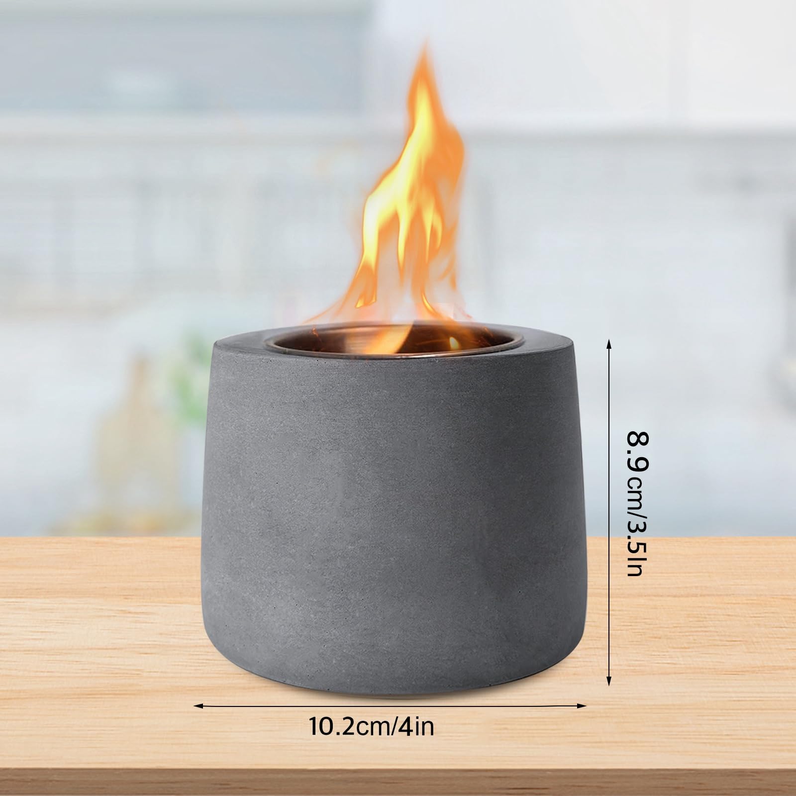 Concrete Tabletop Fire Pit Bowl - Indoor & Outdoor Portable Mini Fireplace for Garden, Patio, Balcony | Alcohol Burner, Smores Maker with Extinguisher | Perfect for Camping, Backyard Gatherings & Cozy Evenings