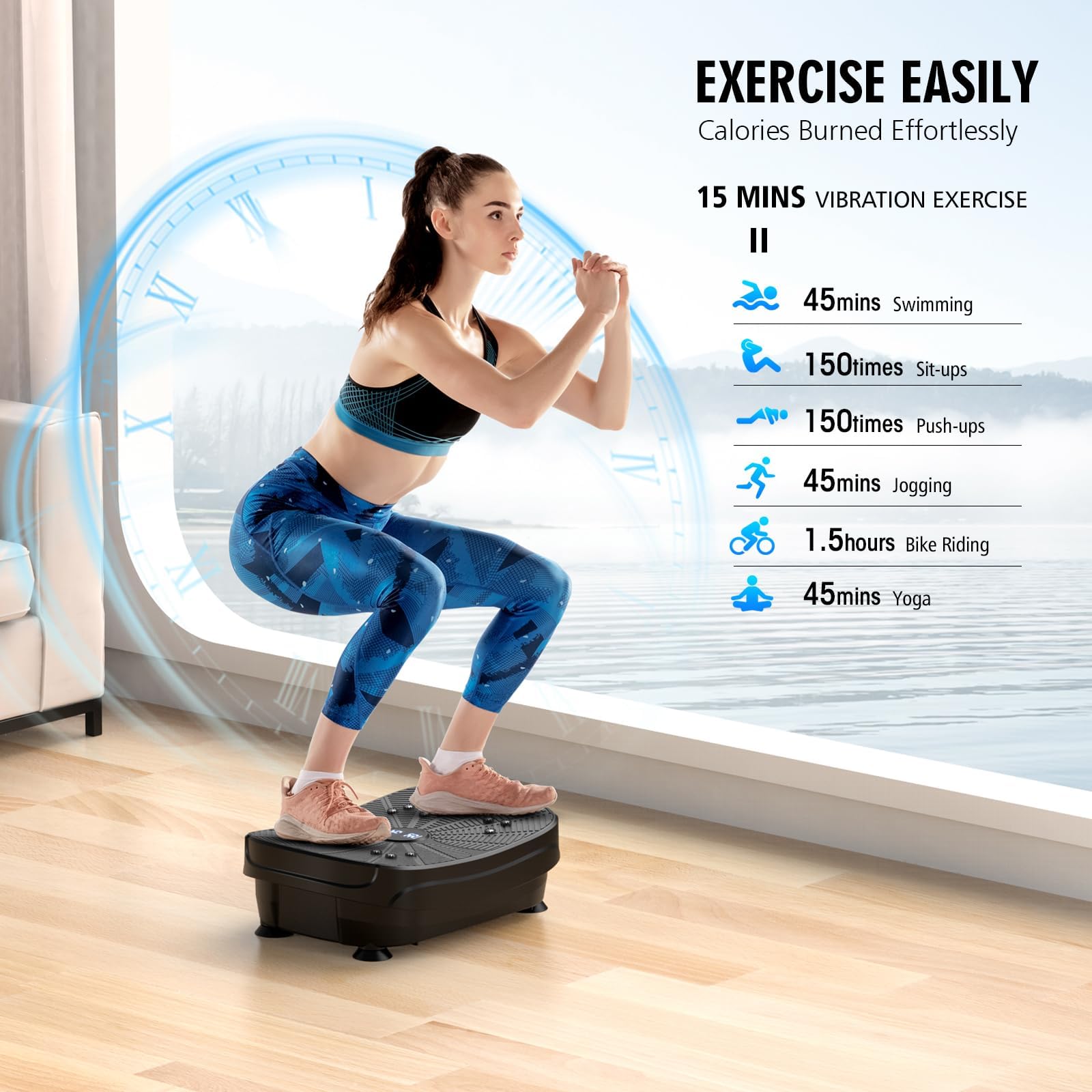 PBYRD Vibration Plate Exercise Machine - Portable Full Body Vibration Platform for Lymphatic Drainage & Weight Loss, 9 Preset Auto Modes, 99 Speed Levels with Resistance Bands - Home Gym Equipment for Toning, Circulation & Recovery