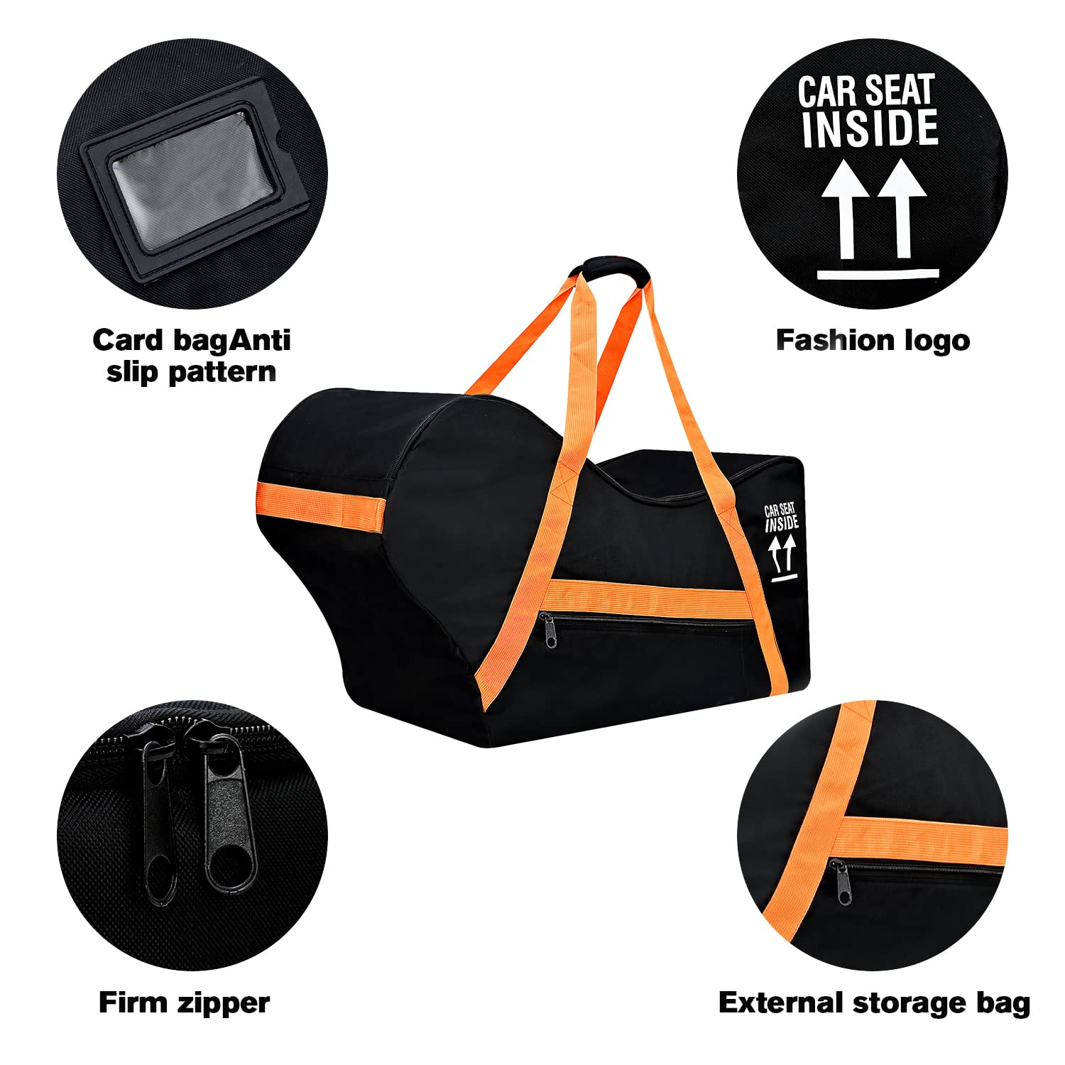 Padded Car Seat Travel Bag for Airplane - Infant Gate Check Bag with Side Pocket & 4 Protective Feet Sliding Pads | Perfect for Air Travel, Baby Gear Protection & Easy Airport Navigation
