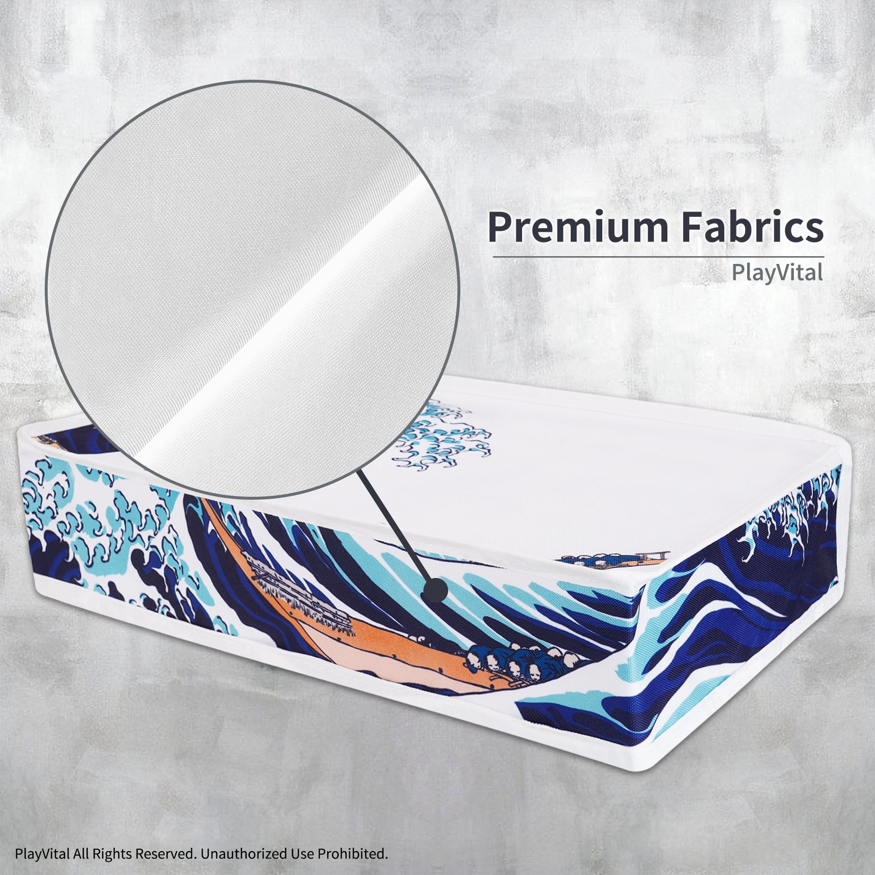 PlayVital Horizontal Dust Cover for PS5 Slim Digital Edition (New Smaller Design) - Nylon Dustproof & Waterproof Protector Sleeve for PlayStation 5 Slim Console - The Great Wave Design - Perfect for Gaming Setup Protection & Travel Storage