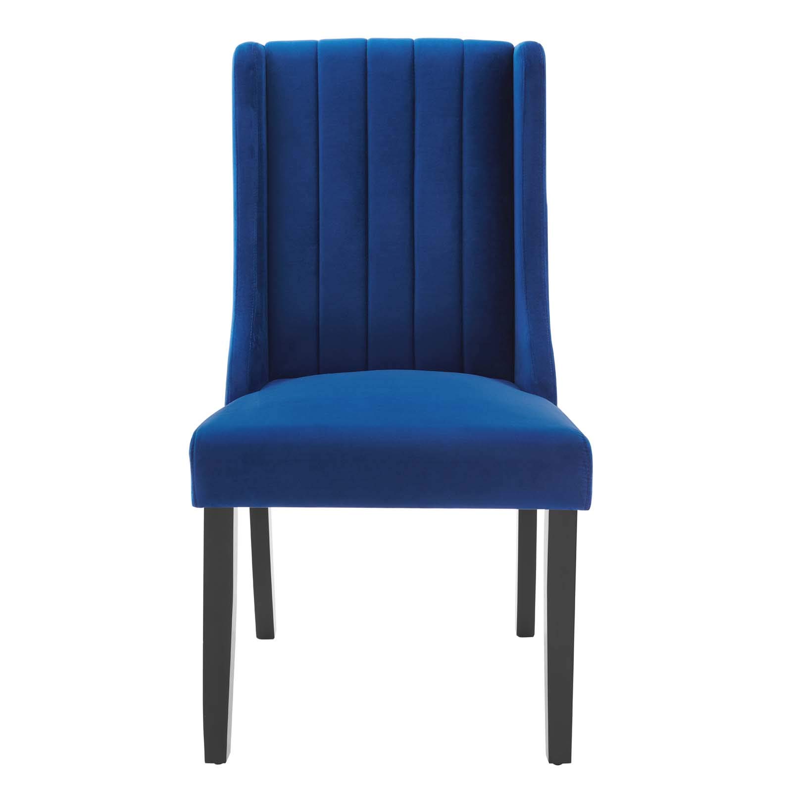 Modway Renew Parsons Performance Velvet Dining Side Chairs - Set of 2 Navy Blue Velvet Upholstered Chairs for Kitchen, Dining Room & Home Decor