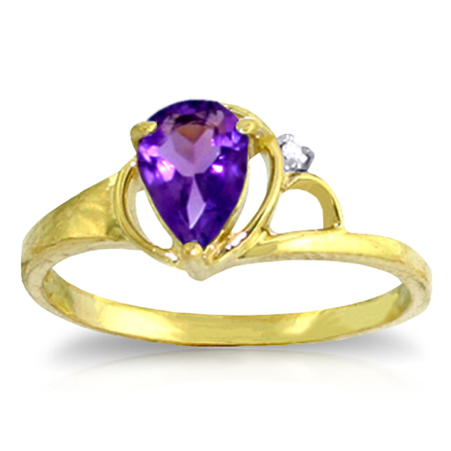 14K Yellow, White & Rose Gold Pear Amethyst Diamond Ring - GG Galaxy Gold Collection | Elegant Jewelry for Weddings, Anniversaries & Special Occasions