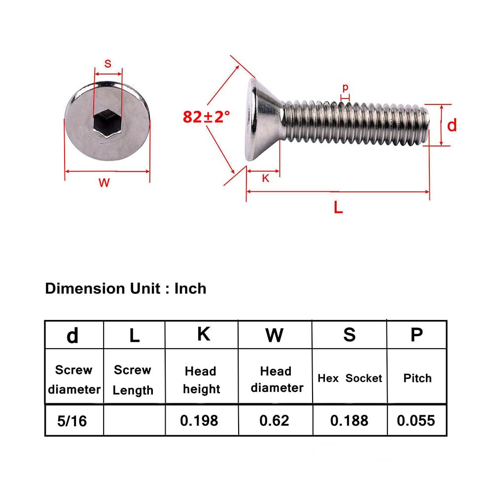 304 Stainless Steel Hex Socket Cap Bolts - Pack of 15 for Furniture & DIY
