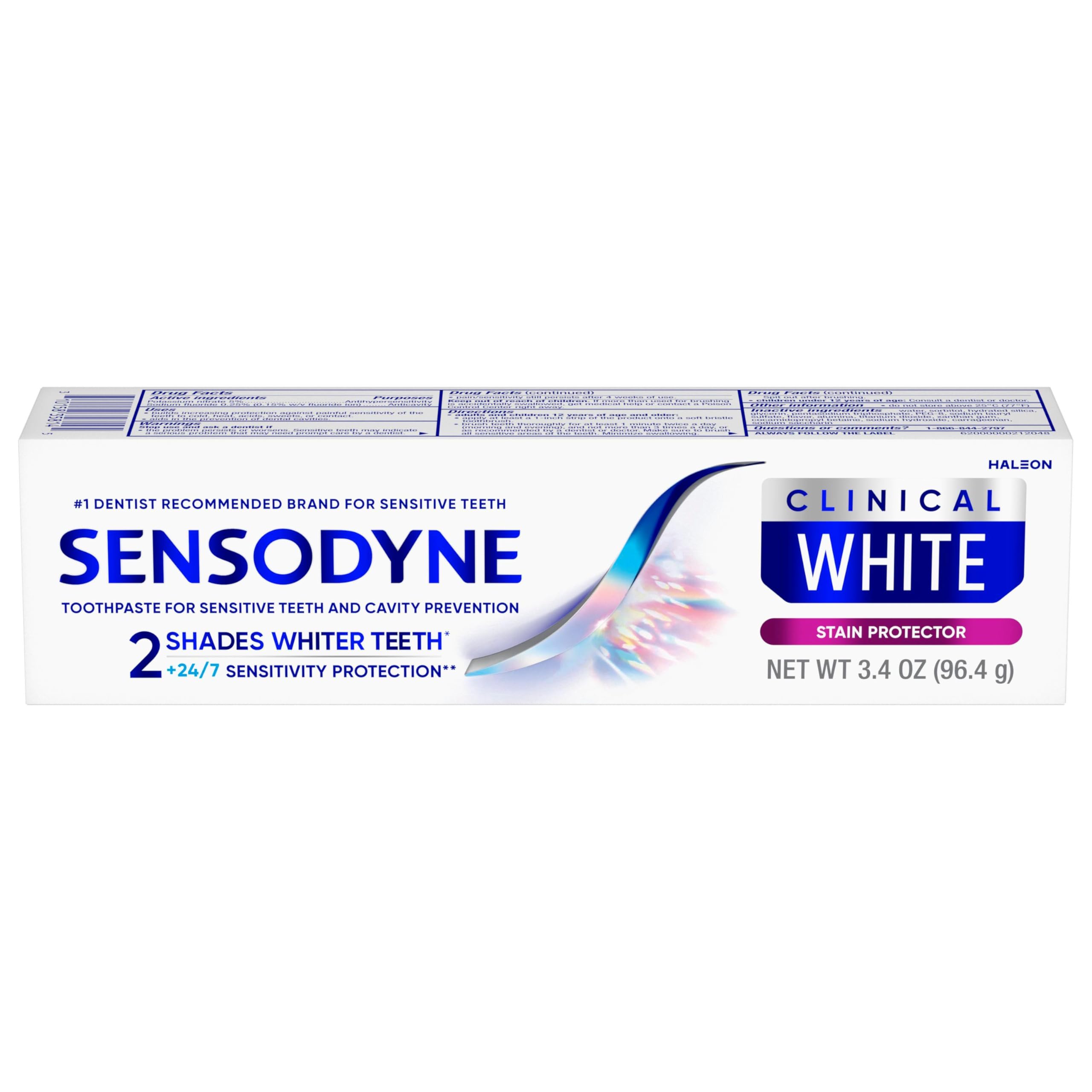 Sensodyne Clinical White Toothpaste for Sensitive Teeth - Clinically Proven Whitening & Stain Protection, 3.4 oz (Pack of 3) | Gentle Teeth Whitening Solution for Daily Oral Care & Stain Removal