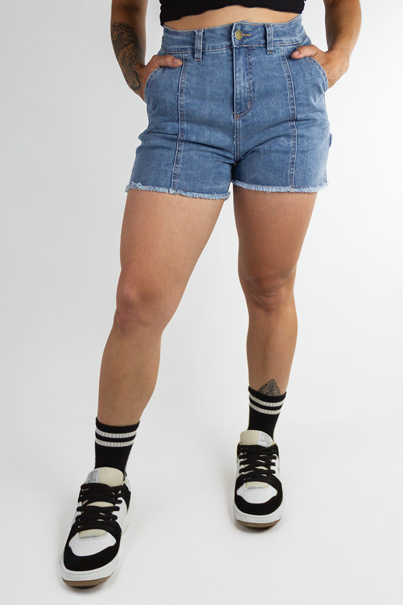 Rip Curl Women's Short G Wa Je Hi Mom Blue Denim Shorts - Perfect for Beach, Surfing & Summer Outfits (Size M8)