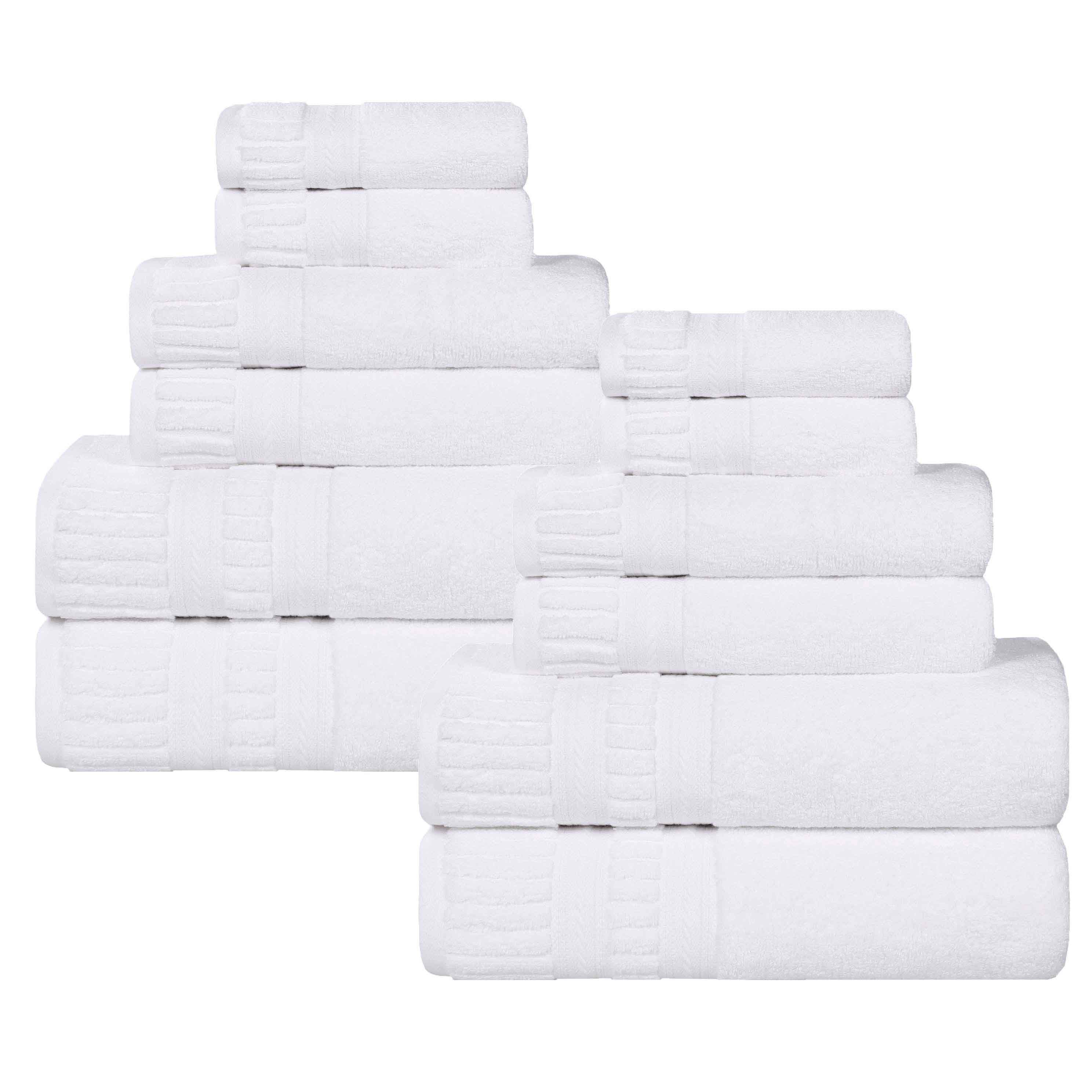 Venice Zero Twist Cotton Medium Weight Absorbent 12-Piece Bath Towel Set - Soft & Quick-Drying for Spa, Gym, and Luxury Home Use