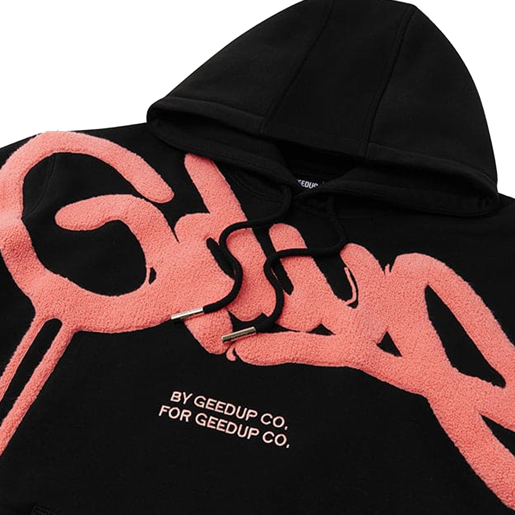 Geedup Handstyle Hoodie - Black & Peach Color Block Pullover for Men & Women | Streetwear Fashion, Casual Wear, Gym & Lounge Outfit (2024 Collection)