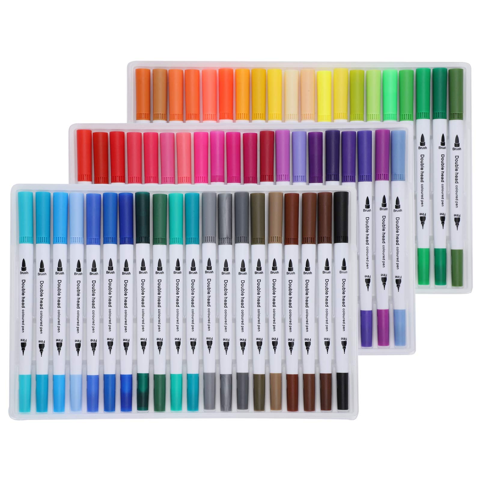 60 Colors Dual Tip Brush Pens - Fine 0.5mm & Brush Markers for Watercolor Painting, Adult Coloring Books, Calligraphy, Hand Lettering & DIY Crafts | Professional Artist Supplies (STBG-60)