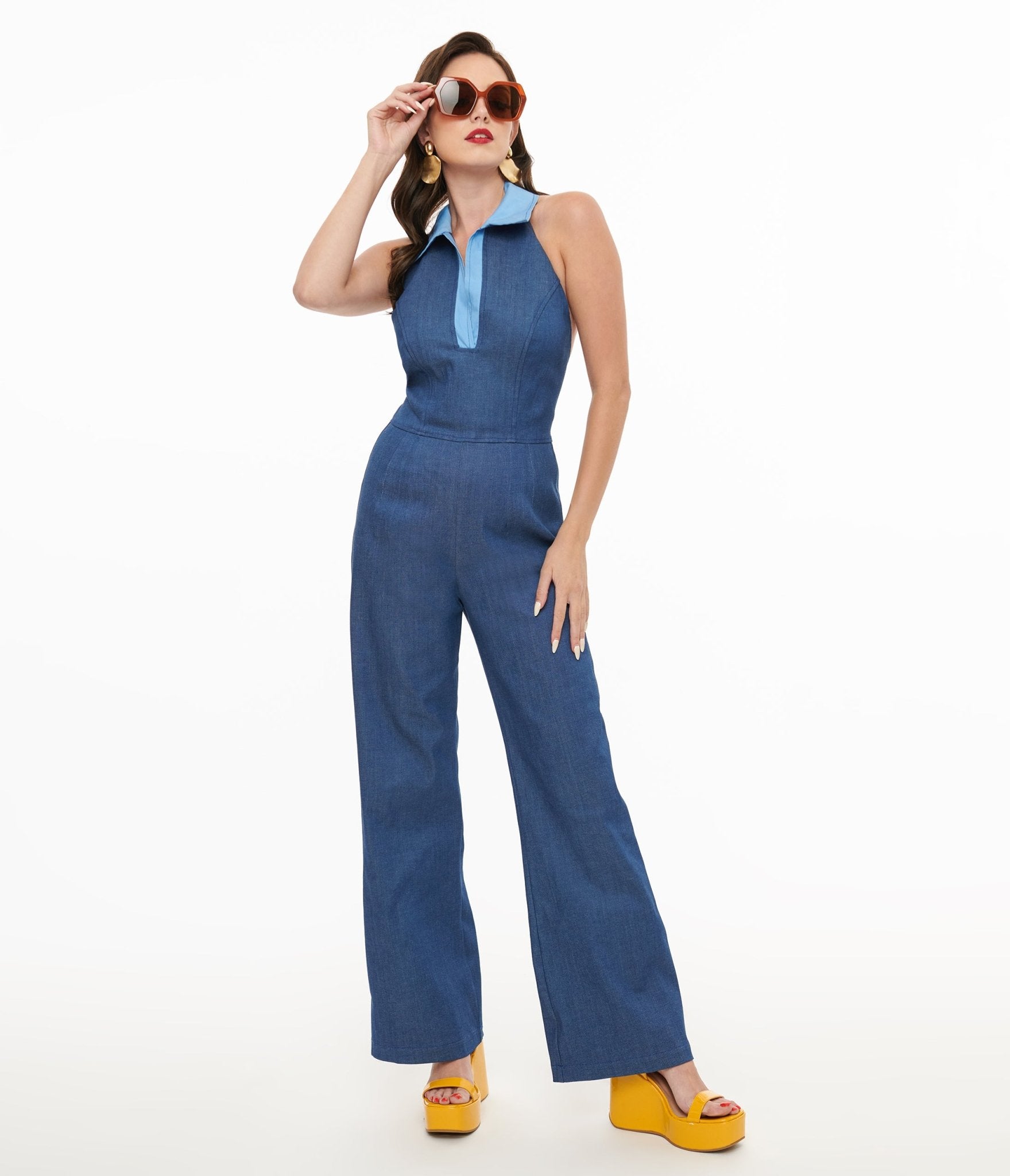 Miracle Eye Blue Denim Cecilia Jumpsuit for Women - Stylish One Piece Romper with Pockets | Perfect for Casual Outings, Summer Parties & Date Nights
