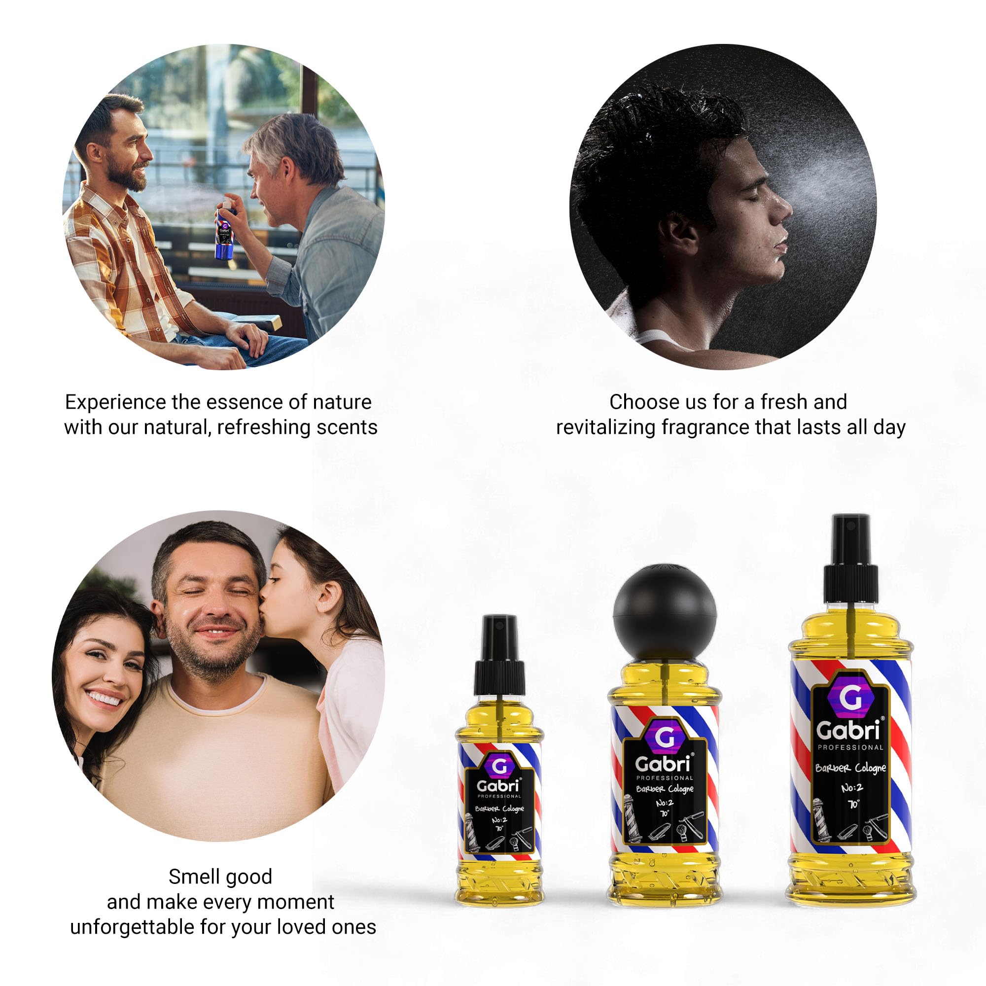 Gabri Men's Cologne 250ml - Eau De Cologne & Aftershave for Barbershop | Relaxing & Refreshing Fragrance with Tangerine, Mint & Fresh Citrus Notes | Perfect for Daily Wear, Grooming & Special Occasions