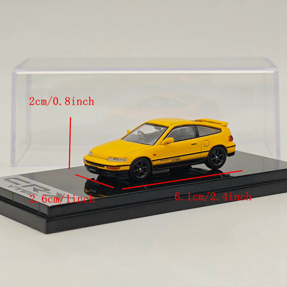 1/64 Scale Hobby Japan Honda CR-X SiR (EF8) JDM Style Yellow Diecast Model Car HJ643005Y - Perfect for Collectors, Display, and Racing Enthusiasts