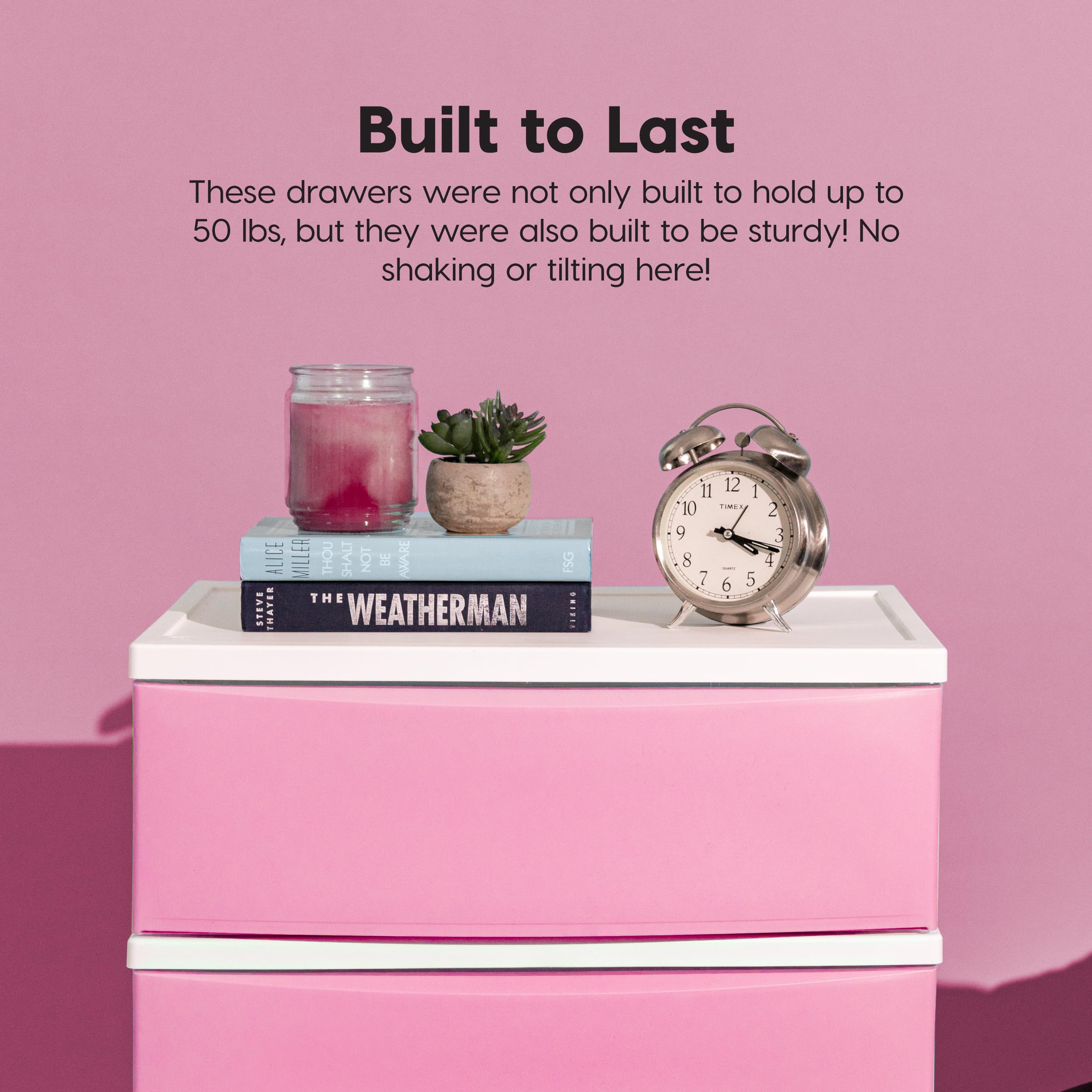 IRIS USA 4-Drawer Plastic Storage Organizer - White Frame with Matte Pink Front Panels for Classroom, Bathroom, Dorm, Bedroom & Laundry Room - Perfect for Art Supplies, Clothes & Home Organization