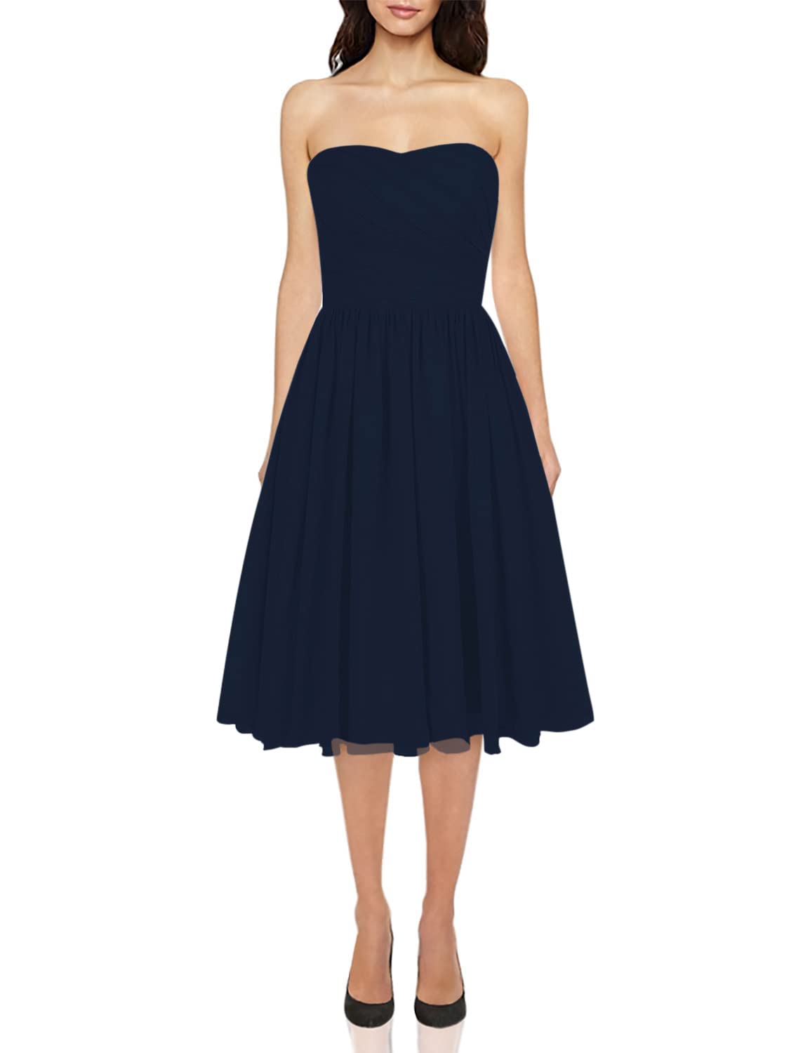 Elegant JAEDEN Short Chiffon Bridesmaid Dresses - Strapless Wedding Guest & Prom Dress for Women - Perfect for Bridal Parties, Formal Events & Special Occasions