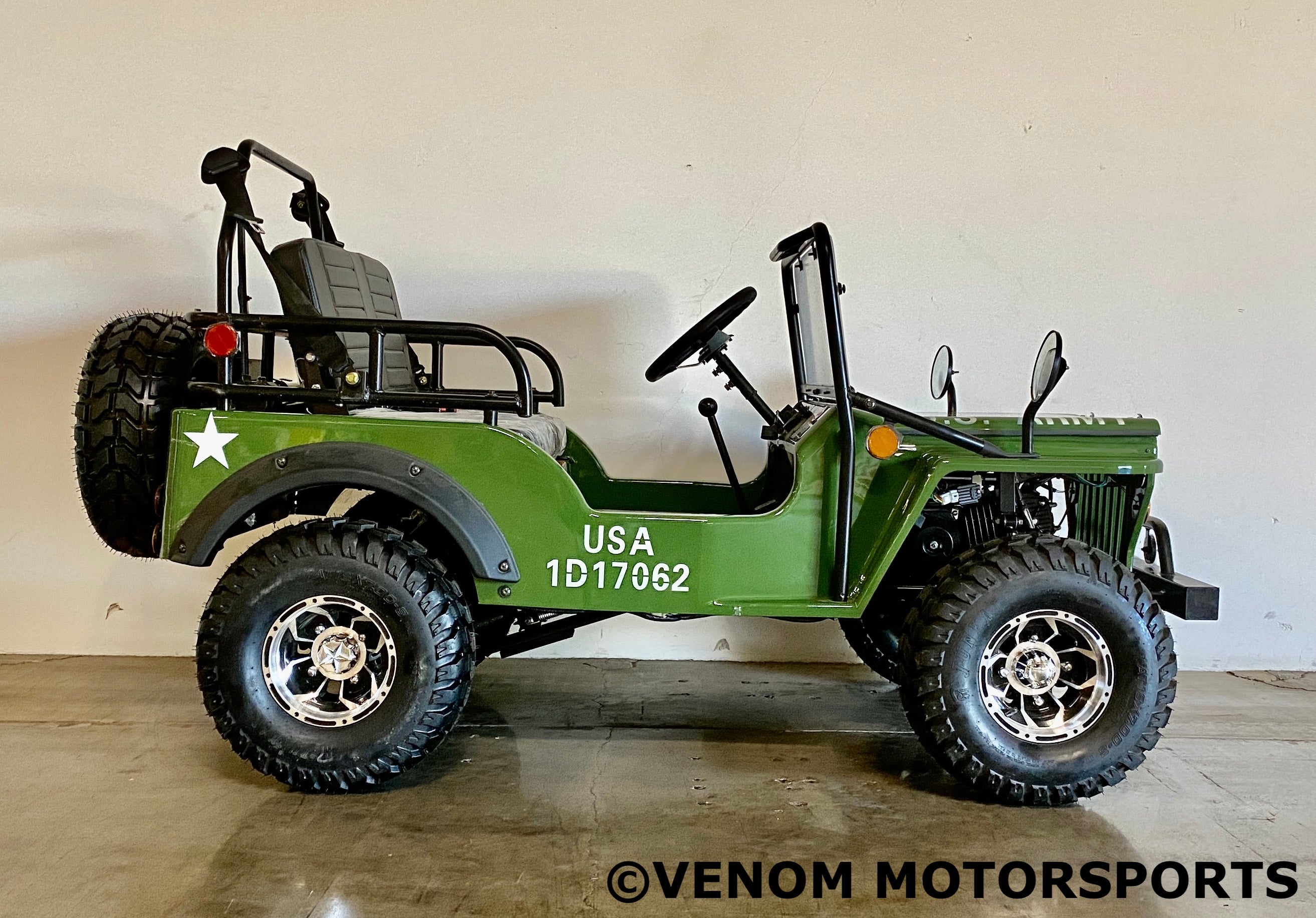 Venom Mini Jeep 125cc 2-Seater Off-Road Vehicle - Willys Edition with 3-Speed Transmission | Perfect for Kids & Adults, Backyard Adventure, Camping & Trail Riding