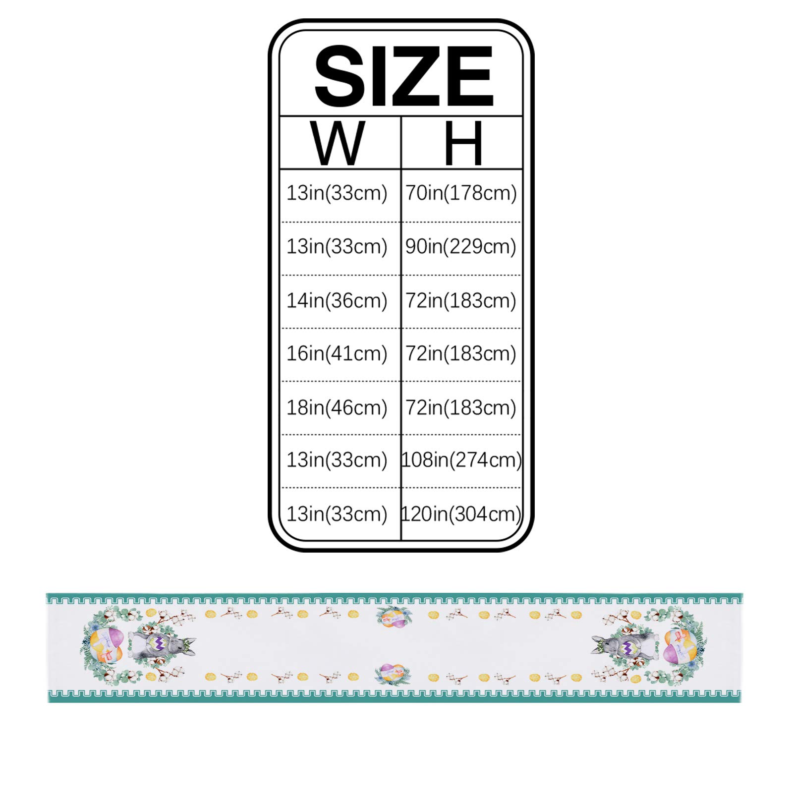 Easter Table Runner - 14x72 Inch Cotton Linen Non-Slip Tablecloth with Cute Bunny & Easter Eggs Design for Spring Holiday Dinner Parties, Home Decor - Perfect for Easter Celebrations, Dining Table Centerpiece, and Seasonal Home Decoration