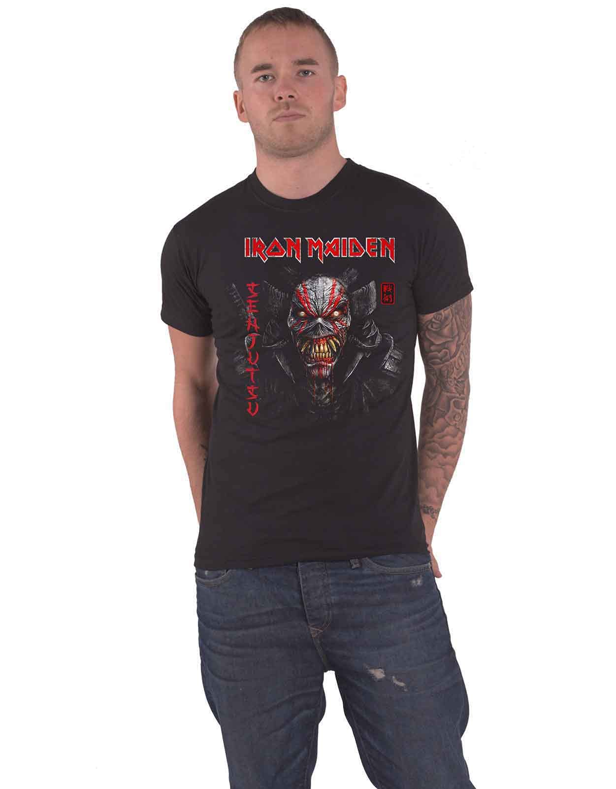 Iron Maiden 'Senjutsu Samurai' Black Graphic T-Shirt - Large Size | Heavy Metal Band Tee for Concerts & Casual Wear