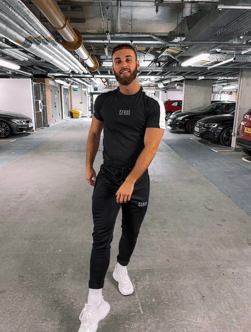 Cerus Black Slim Fit Joggers for Men - Comfortable Athletic Tapered Running Pants - Perfect for Gym, Workout, Yoga & Casual Wear