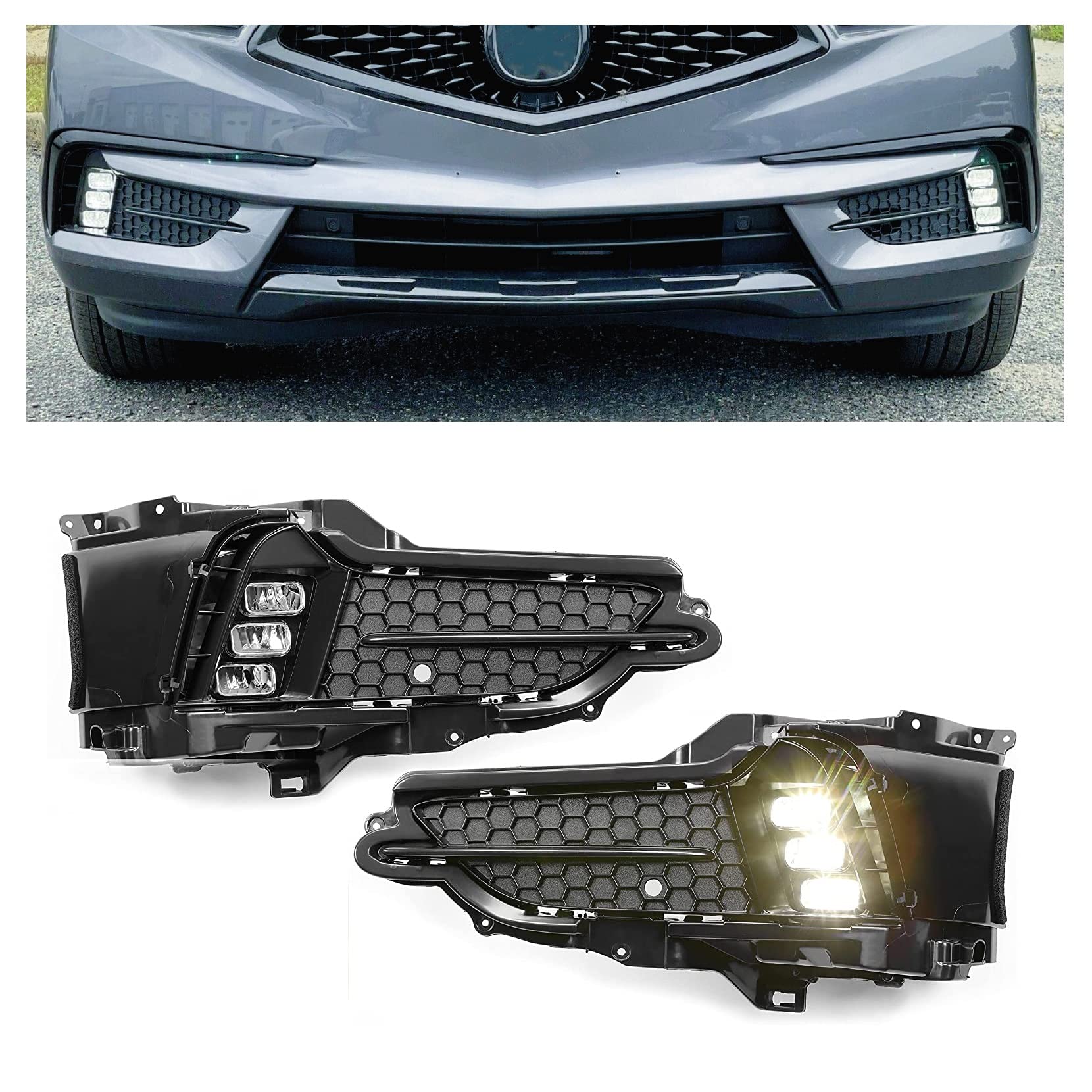 Kojem LED Fog Lights Compatible with 2017-2020 Honda Acura MDX - 5 Door Fog Lamp Assembly Pair (Left & Right) - Replacement for 08V31-TZ5-200B - Enhanced Visibility for Night Driving & Bad Weather Conditions
