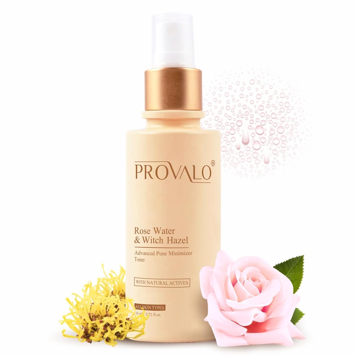 Provalo Alcohol-Free Rose Water & Witch Hazel Face Toner for Glowing Skin - Tightens Pores & Hydrates Dry, Oily & Acne-Prone Skin - 110ml | Suitable for Men & Women | Perfect for Daily Skincare Routine & Post-Shave Soothing