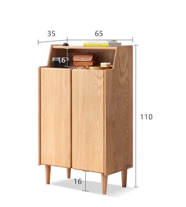 Solid Oak Wood Shoe Storage Cabinet - Organize Entryway & Closet - Perfect for Home, Apartment, and Office Organization