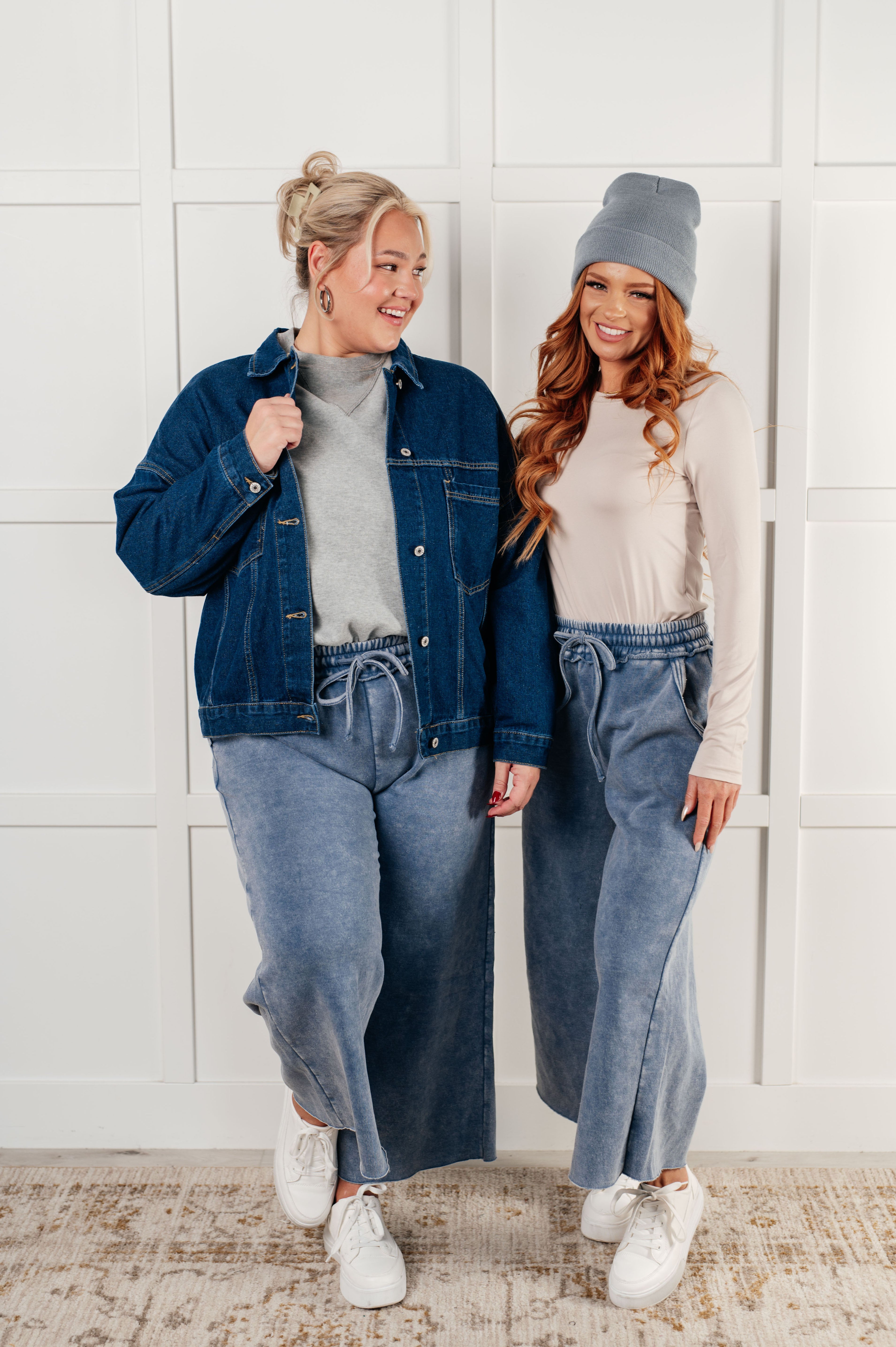 Stylish Dusty Blue Wide Leg Cropped Pants for Women - Casual & Office Wear | Comfortable High Waist Trousers for Everyday Outfits