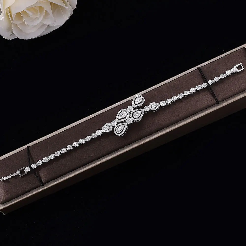 4-Piece Cubic Zirconia Bridal Jewelry Set - Elegant Wedding Necklace & Earrings for Dubai & Nigerian Brides | Perfect for Weddings, Anniversaries & Special Occasions