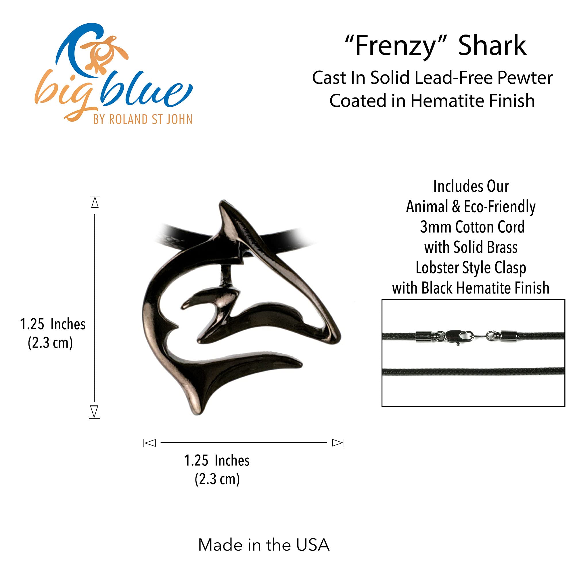**Hematite Shark Necklace for Men & Women - Jet Black Reef Shark Pendant, Stylish & Durable Jewelry - Perfect Gift for Shark Lovers, Scuba Divers & Ocean Enthusiasts - Ideal for Beach Trips, Diving Adventures & Casual Wear**