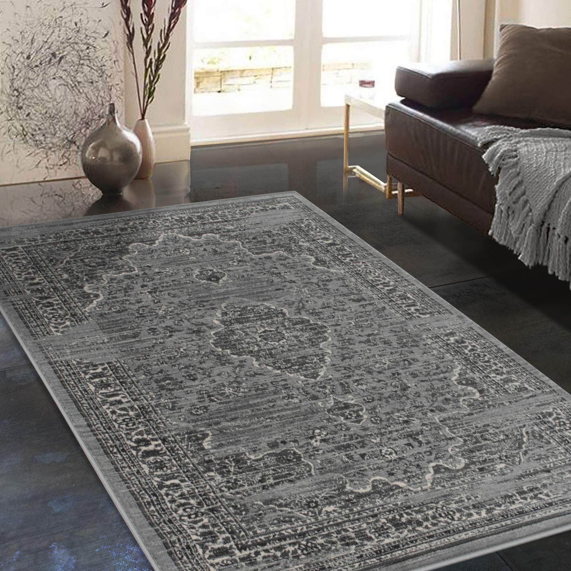 Allstar 5x7 Modern Accent Rug Ash - Soft Non-Slip Area Rug for Living Room, Bedroom, Office - 7' x 5' Gray Contemporary Home Decor