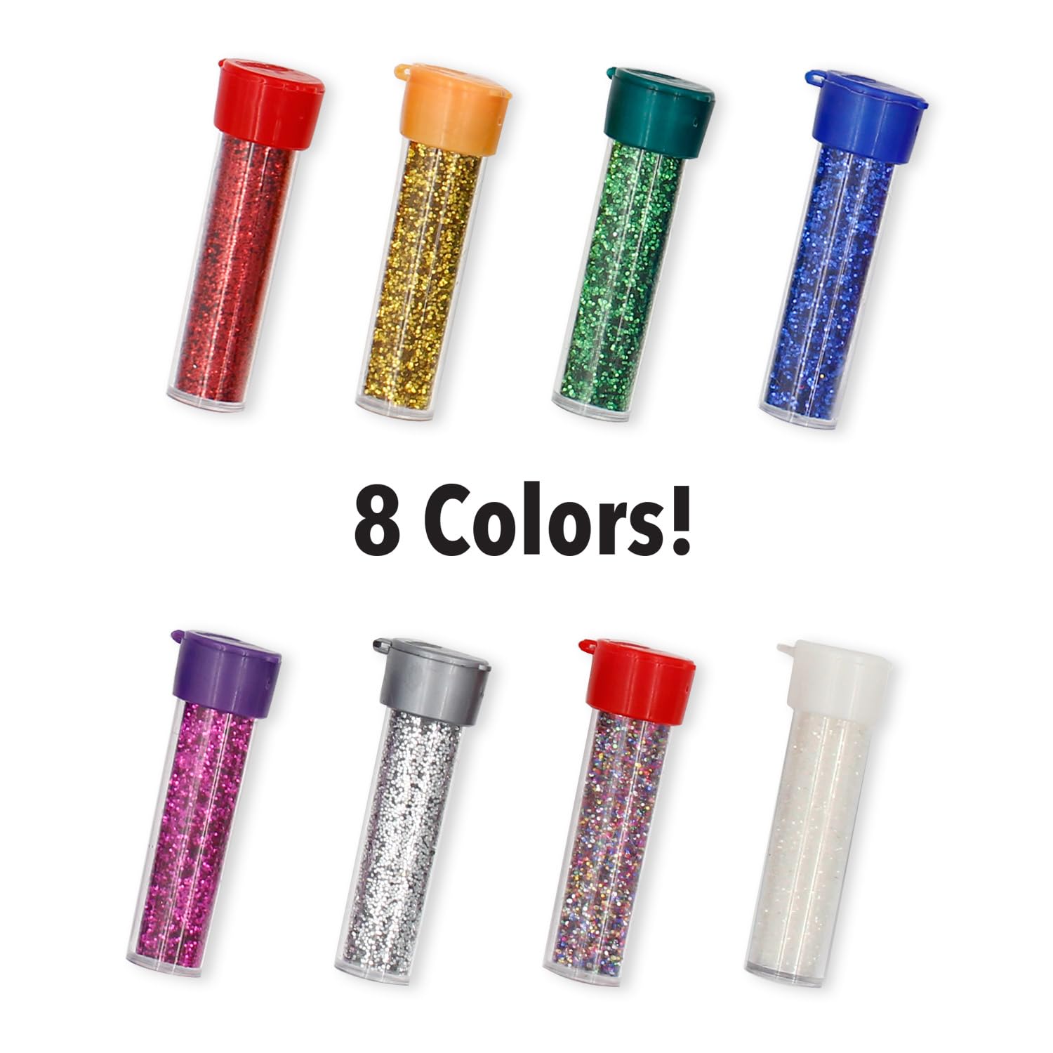 ArtSkills Non-Toxic Glitter Powder Shaker Bottles Set - 8 Vibrant Colors with Glue Included (PA-1208) | Perfect for DIY Crafts, Scrapbooking & Kids Art Projects