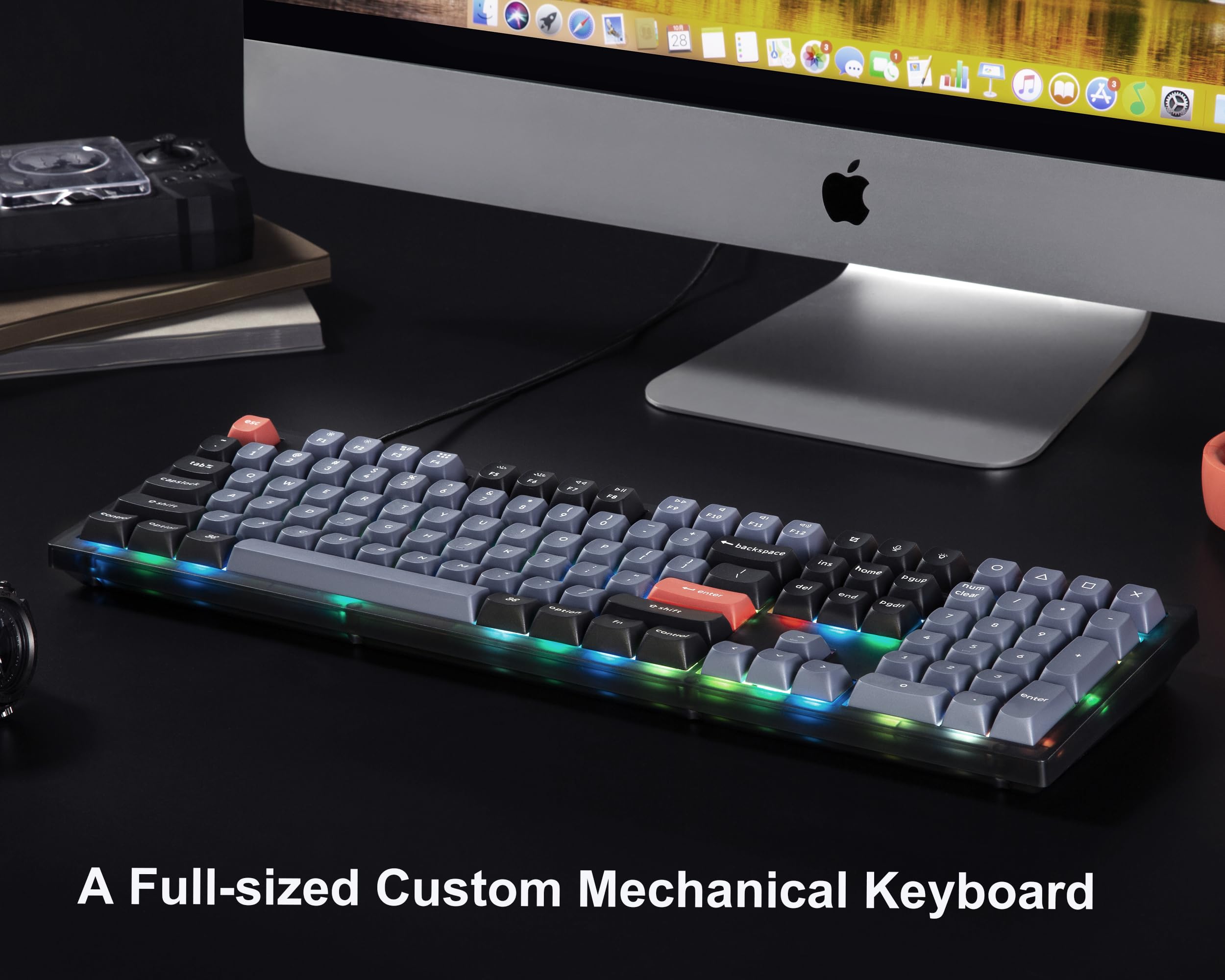 Keychron V6 100% Full-Size Custom Mechanical Keyboard with Knob - 108 Keys RGB Backlit, QMK/VIA Programmable, Hot-Swappable K Pro Brown Switches, PBT Keycaps for Mac & Windows (Frosted Black) - Perfect for Office Work, Gaming & Programming