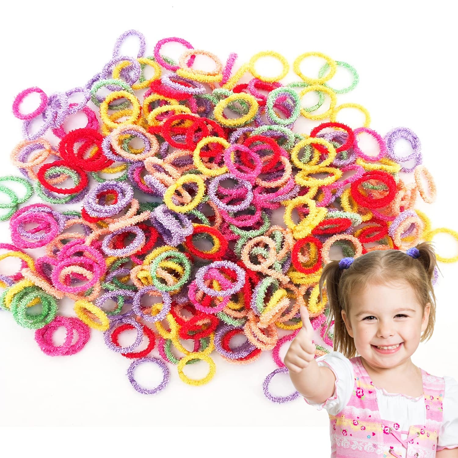 300 Pcs Soft Elastic Hair Ties for Toddler Girls - Colorful No-Slip Rubber Hair Bands for Kids - Perfect for School, Sports & Daily Hairstyles (Multicolor-4)