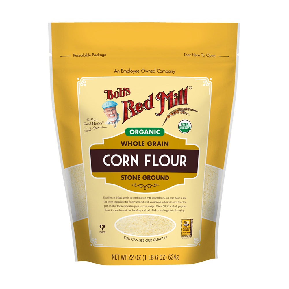 Bob's Red Mill Organic Whole Grain Corn Flour - Non-GMO, Gluten-Free for Baking & Cooking - Perfect for Cornbread, Tortillas & Pancakes