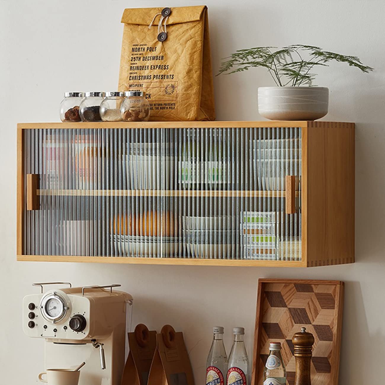 Solid Wood Wall Cabinet - 80x30x35cm Storage Organizer for Kitchen, Living Room, Entryway & Study | Rustic Home Decor & Space-Saving Solution | Perfect for Storing Dishes, Books & Home Essentials