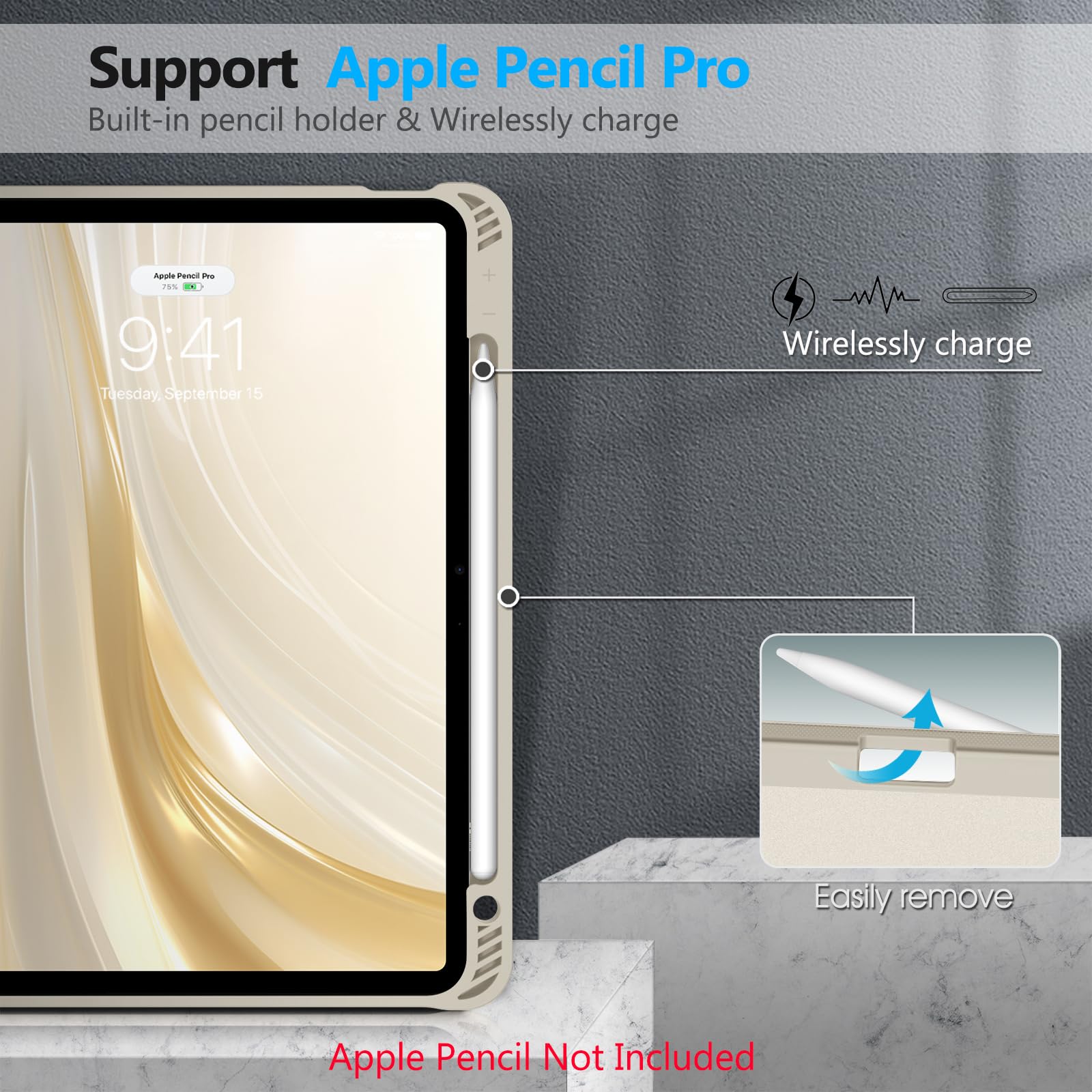 Fintie SlimShell Protective Case for iPad Air 11-inch M3 (2025) & M2 (2024), iPad Air 5th & 4th Gen 10.9 Inch - Lightweight Flexible TPU Back Cover with Apple Pencil Holder (Starlight Color) | Perfect for Work, School & Travel Protection