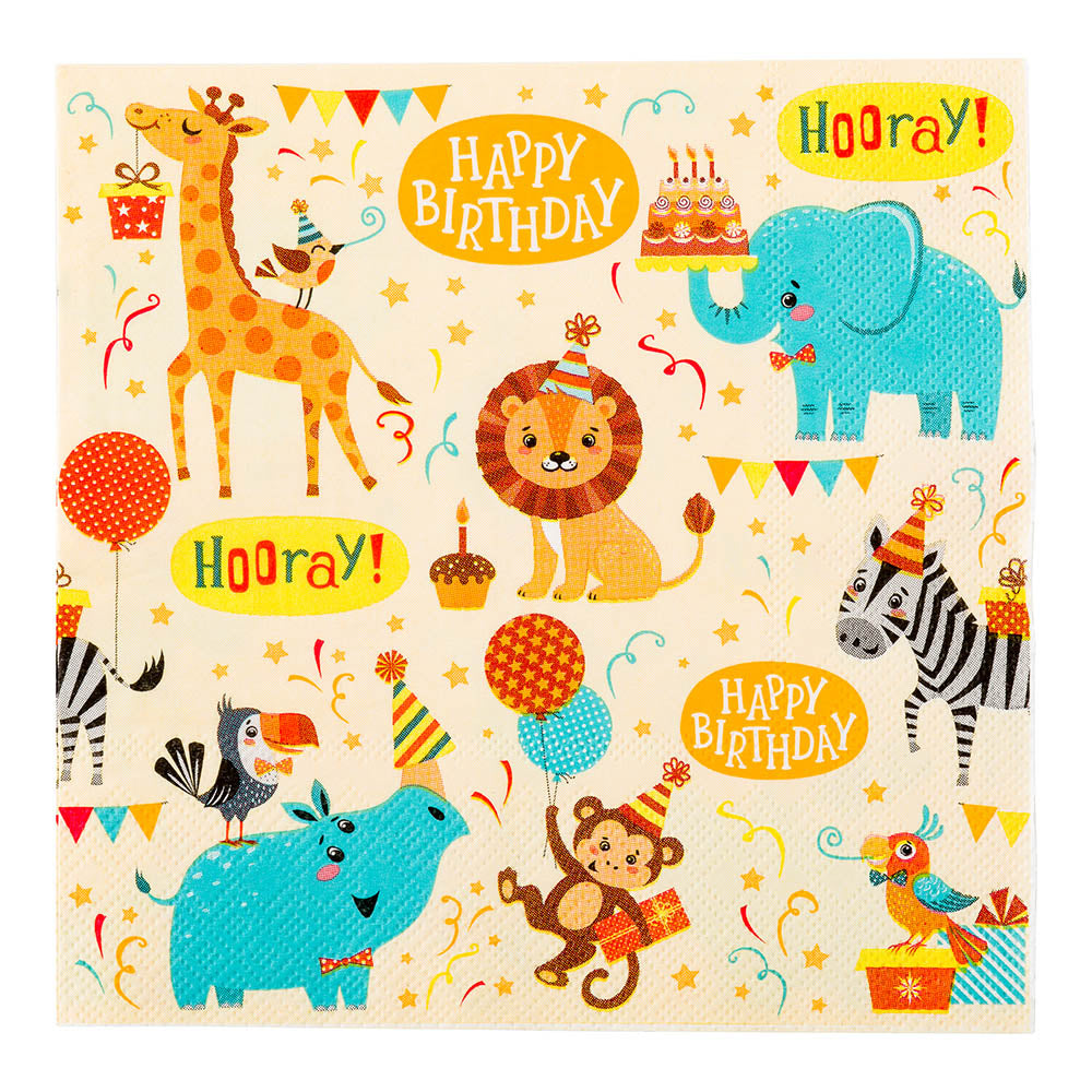 Premium Jungle Safari Paper Luncheon Napkins - 13x13 Inches, 20 Count - Perfect for Birthday Parties, Baby Showers & Themed Events