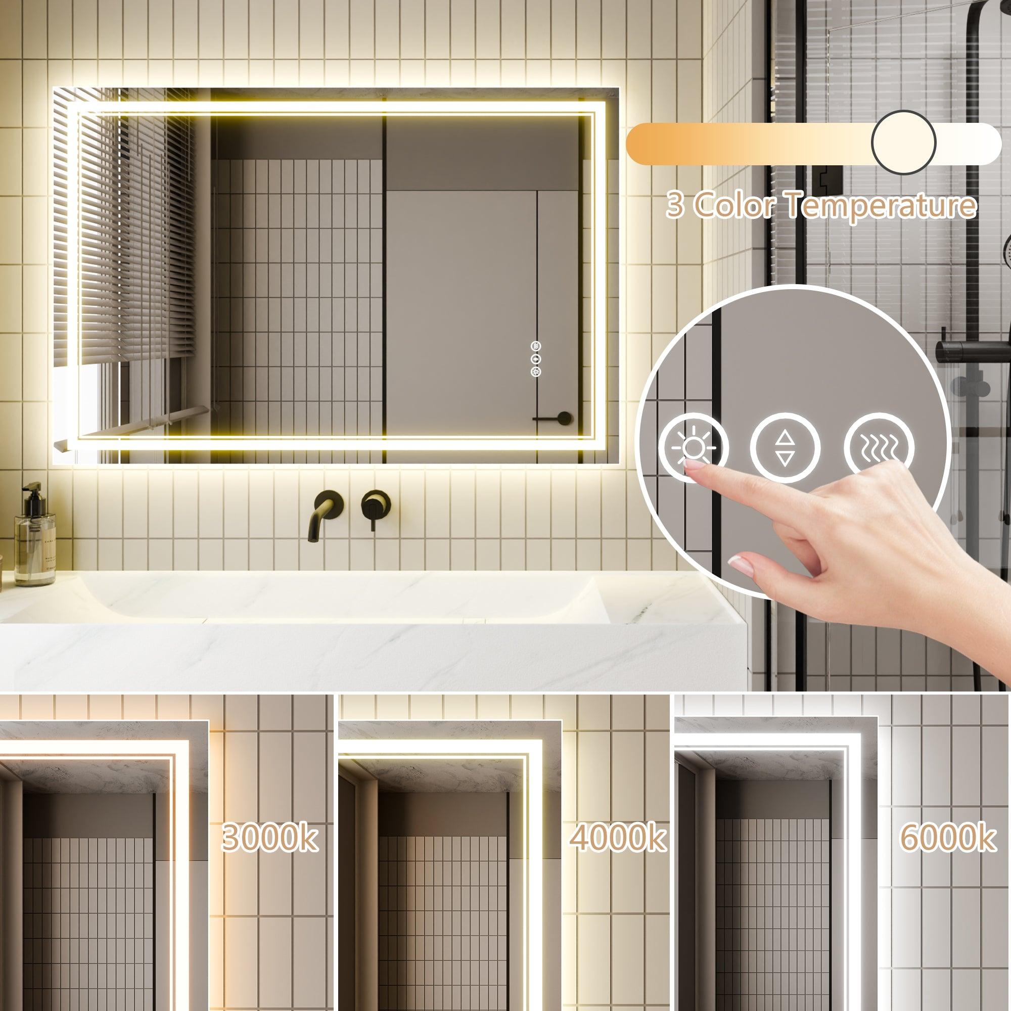 Anti-Fog LED Bathroom Mirror with Dimmable Backlit & Touch Switch - GlareGuard Illuminated Vanity Mirror for Makeup, Shaving & Home Decor