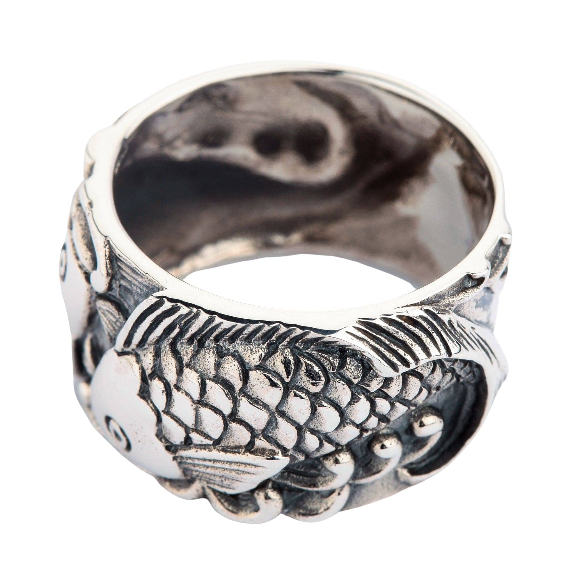 Men's Koi Fish Sterling Silver Wedding Band Ring - Elegant & Durable for Weddings, Anniversaries & Special Occasions