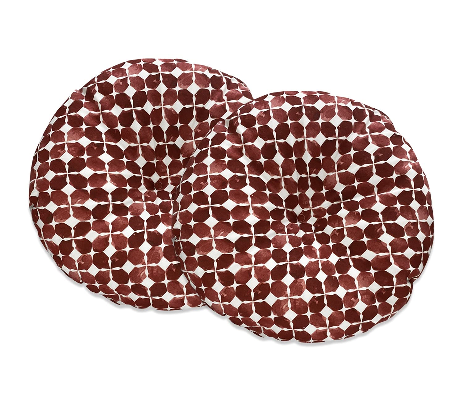FBTS Prime Outdoor Bistro Chair Cushions Set of 2 - 18x18 Inch Red Circular Patio Seat Cushions for Garden, Deck & Poolside Furniture - Water-Resistant & UV-Protected for All-Weather Use