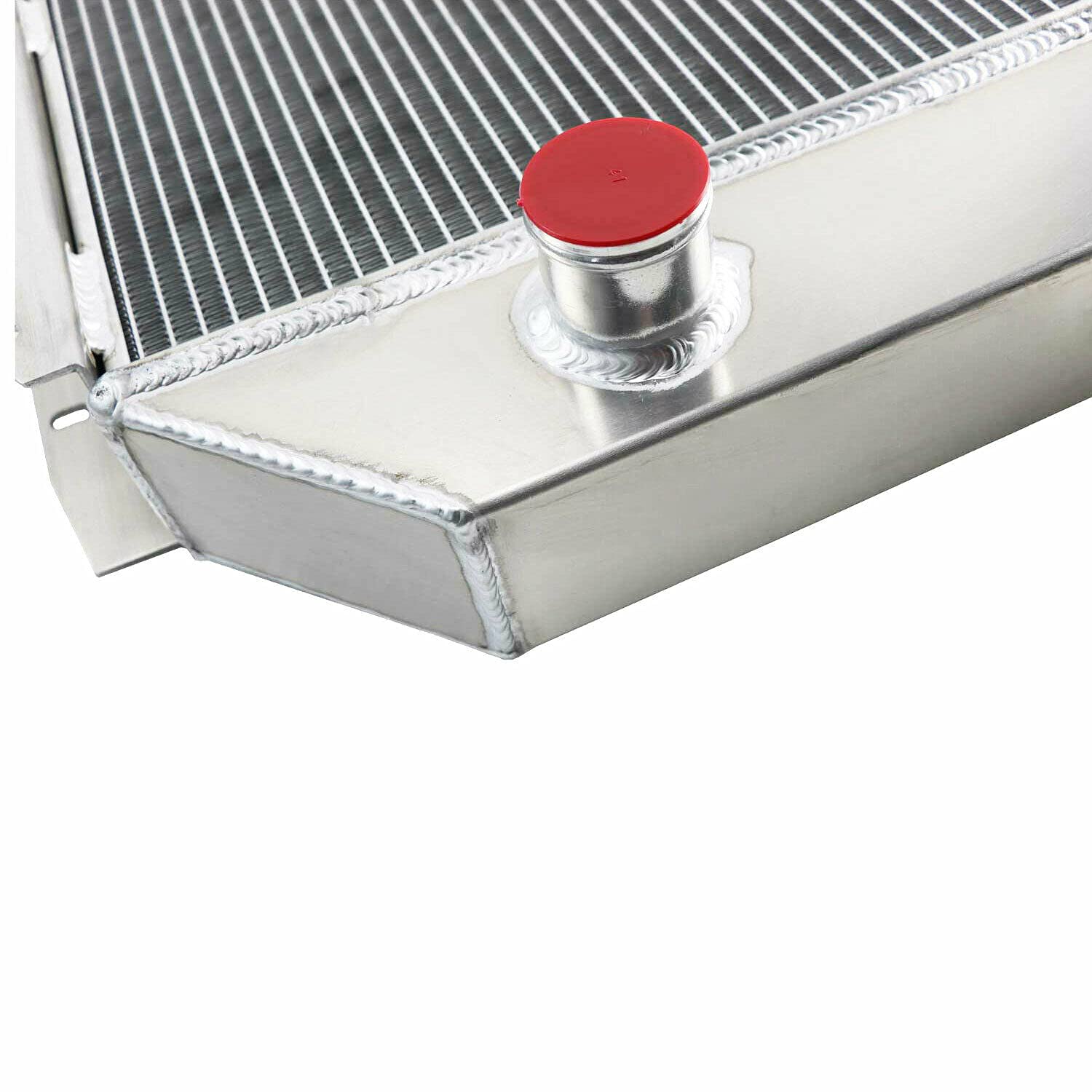 CU433 Aluminum Radiator for 1966-1979 Ford F100 F150 F250 F350 F500 Bronco Truck - 3 Row Heavy Duty Cooling System with Shroud Fans & Relay - Perfect for Off-Roading, Towing & Engine Performance Upgrades