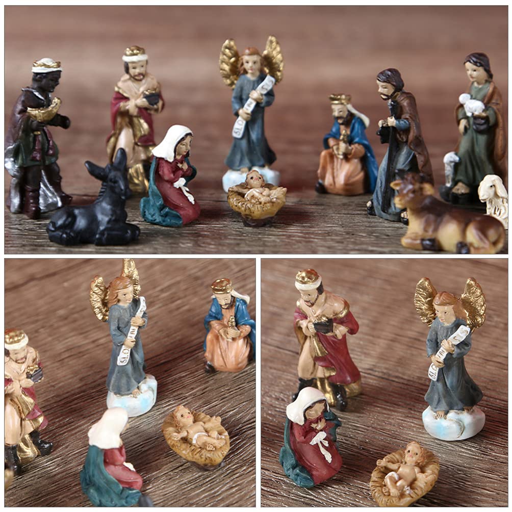 Nativity Scene Figurine Set - Holy Family Resin Statue for Christmas Decor