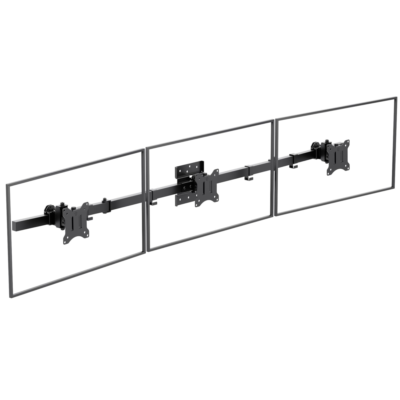WALI Triple Monitor Wall Mount for 17-32 Inch Screens - Heavy Duty Adjustable 3 Monitor Arm with Swivel & Tilt - VESA 75x75/100x100mm - Each Arm Holds 15.4lbs (013ARM) Black - Perfect for Home Office, Gaming Setup & Multi-Screen Workstations