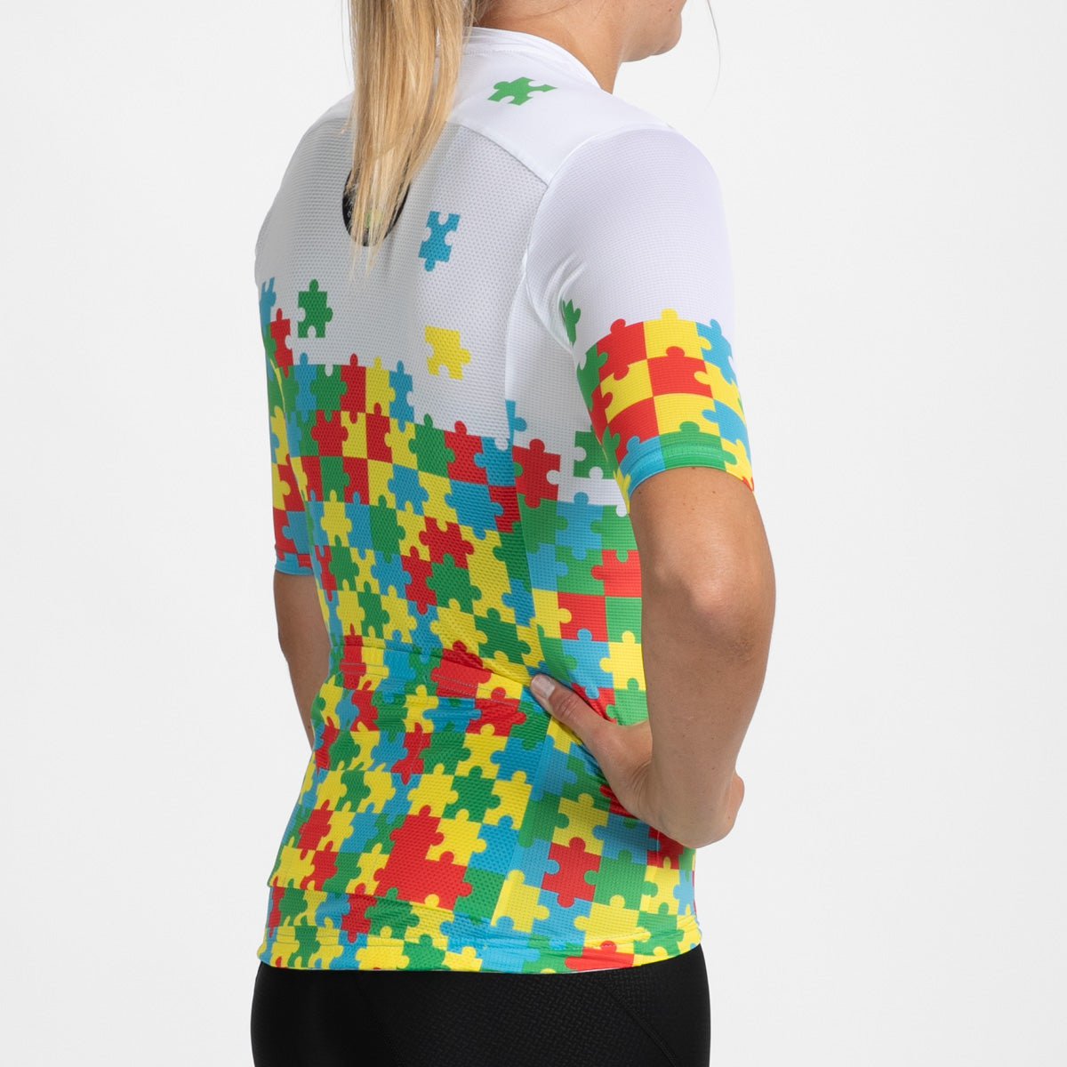 Women's Cycling Aero Jersey with Autism Puzzle Design - Lightweight & Breathable for Road Biking & Training - Autism Awareness Sports Apparel