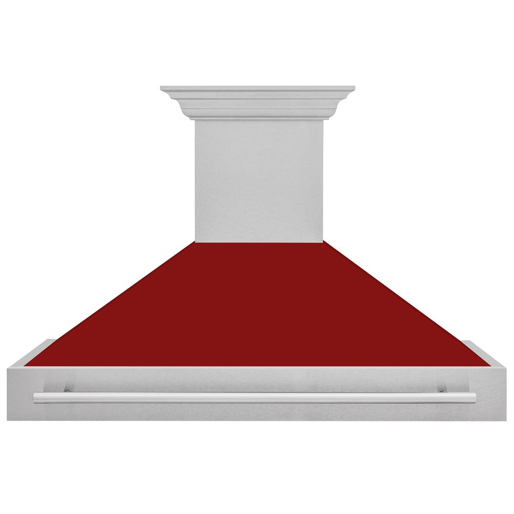 ZLINE 48-Inch Stainless Steel Wall Mount Range Hood with Satin Finish & Stainless Steel Handle (8654SNX 48) - Powerful Kitchen Ventilation for Gas Stoves & Cooking Areas
