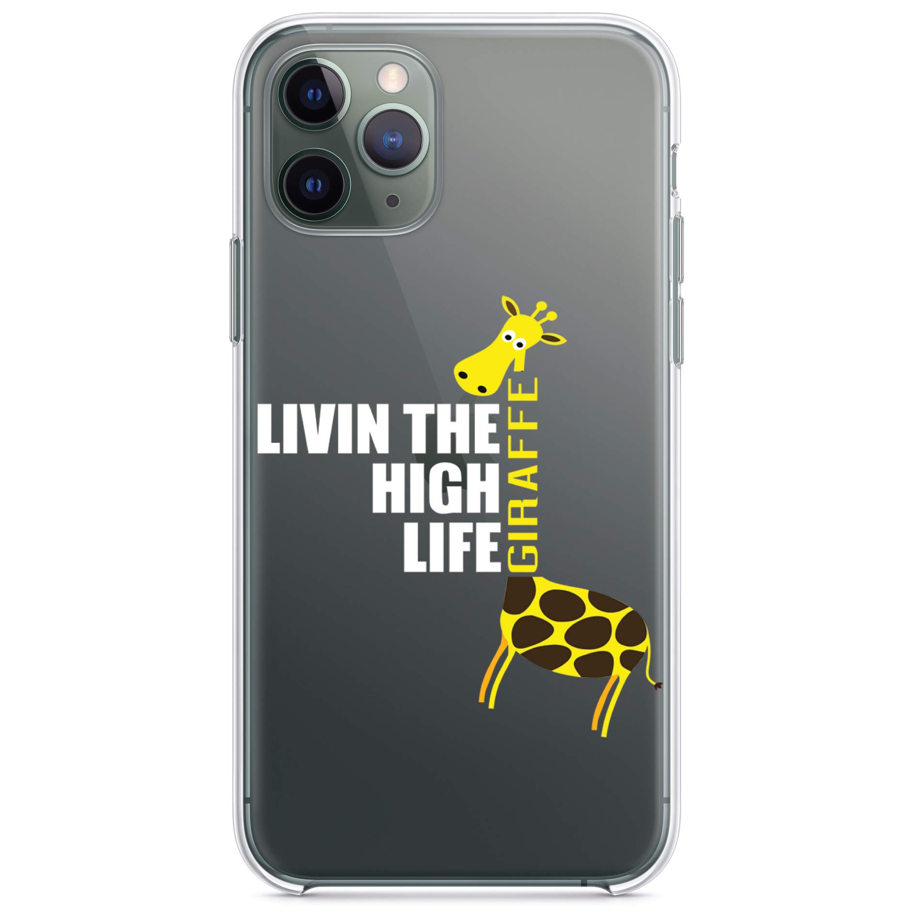 DistinctInk Clear Shockproof Hybrid Case for iPhone 11 Pro (5.8 Inch) - Durable TPU Bumper & Acrylic Back with Tempered Glass Screen Protector - Giraffe Print Design - Perfect for Everyday Protection, Outdoor Activities & Travel