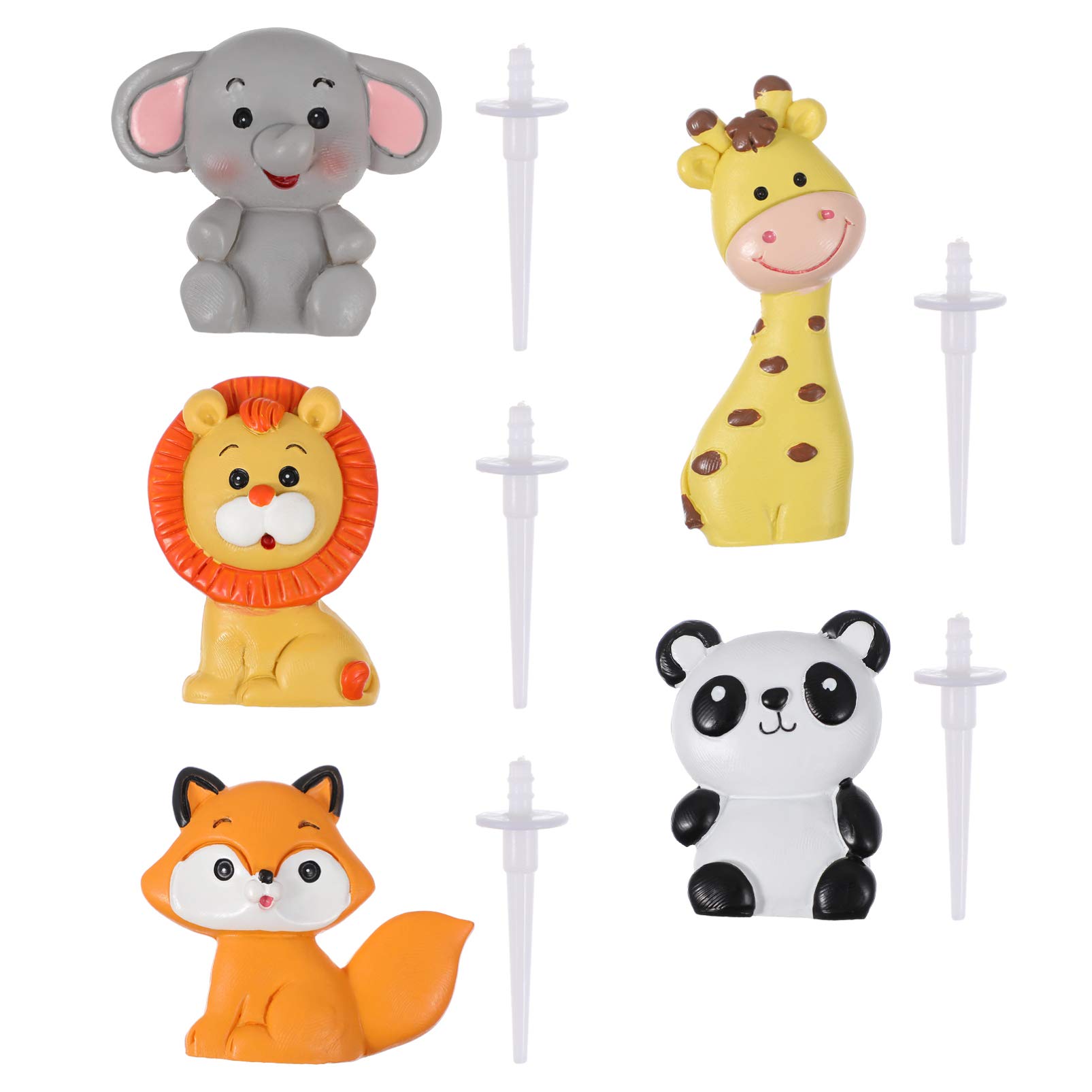 Jungle Animal Cake Toppers 5Pcs - Zoo Animal Cake Decorations for Birthday Party, Baby Shower & Jungle Theme Celebrations - Perfect for Cakes, Cupcakes & Desserts