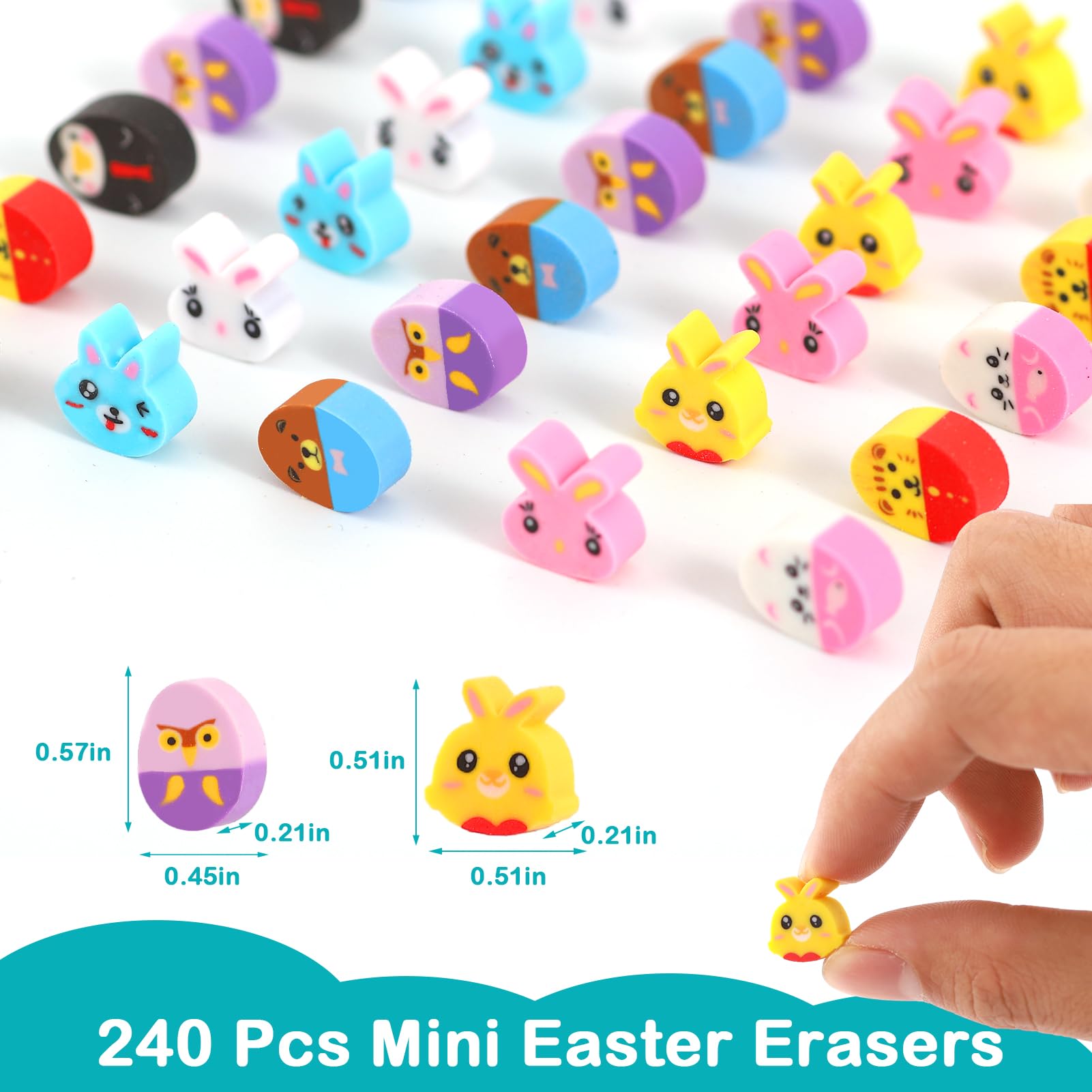 243 Pcs Easter Erasers for Kids - 9 Styles Cute Mini Pencil Erasers with Easter Egg & Bunny Designs - Perfect for Easter Gifts, Classroom Rewards, Party Favors, Desk Decor & Homework Incentives - Fun School Supplies & Holiday Decorations